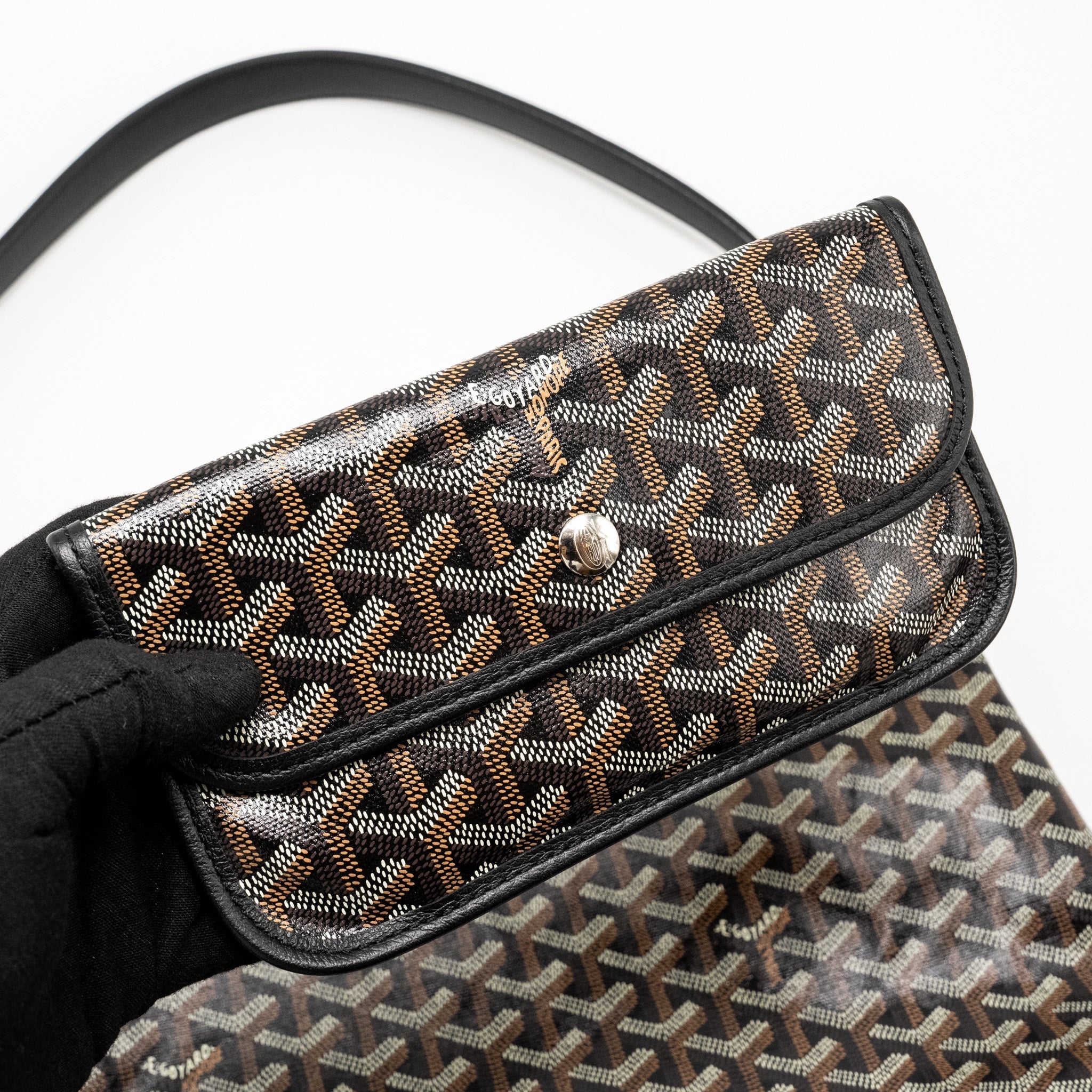 GOYARD BOHEME HOBO BAG GOYARDINE CANVAS / CALFSKIN BLACK SHW