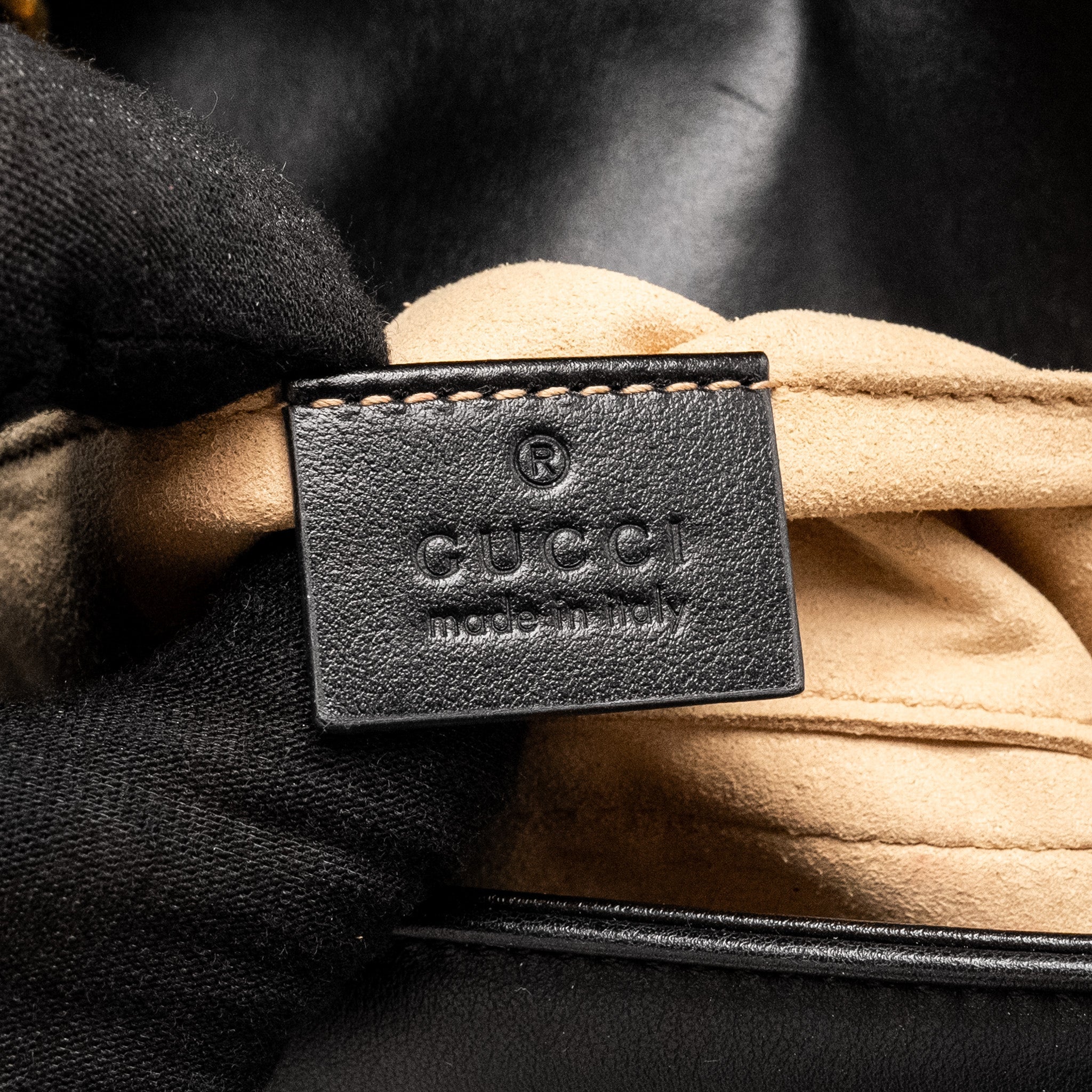 GUCCI MINI GG MARMONT SHOULDER BAG CALFSKIN BLACK GHW