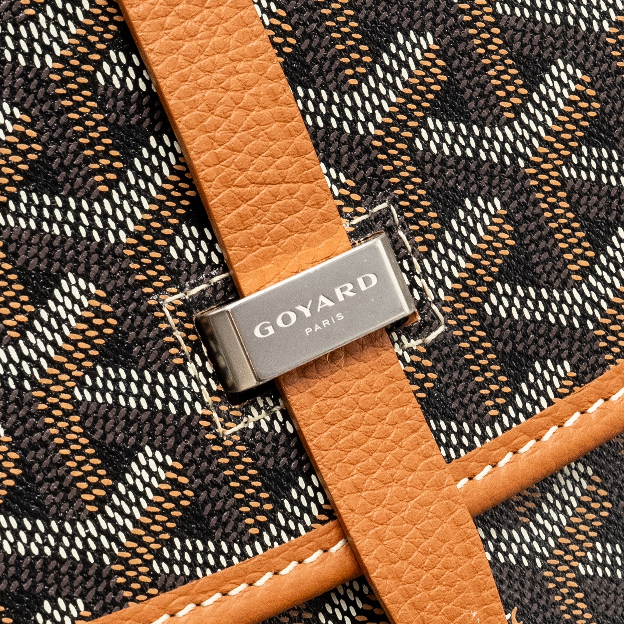 GOYARD BELVEDERE PM MESSENGER  BAG GOYARDLINE CANVAS/CALFSKIN BLACK/TAN SHW