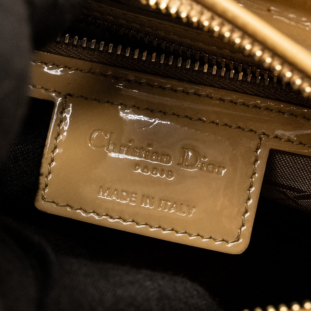 DIOR MEDIUM LADY DIOR PATENT BEIGE GHW