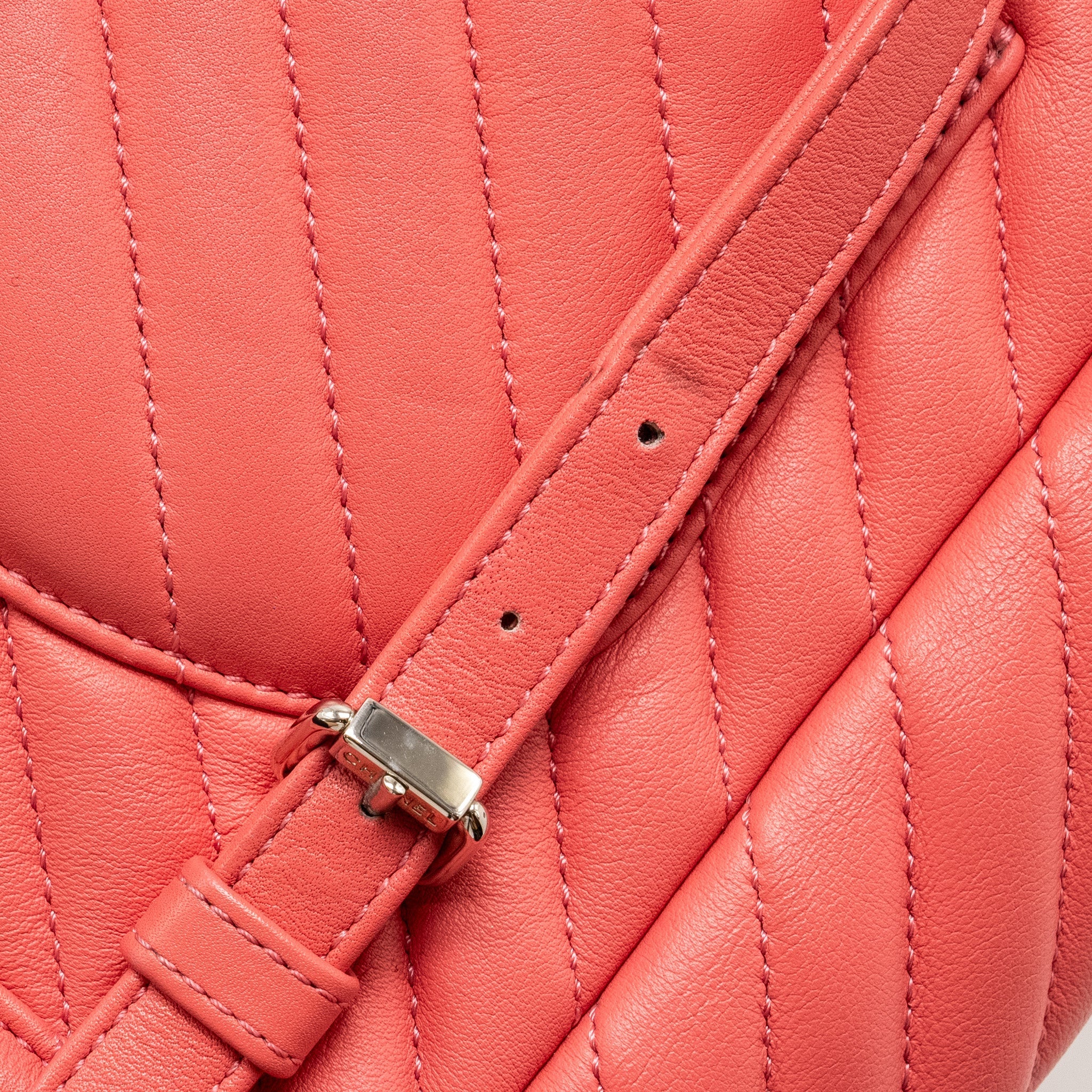 CHANEL SMALL URBAN SPIRIT BACKPACK CHEVRON CALFSKIN PINK SHW