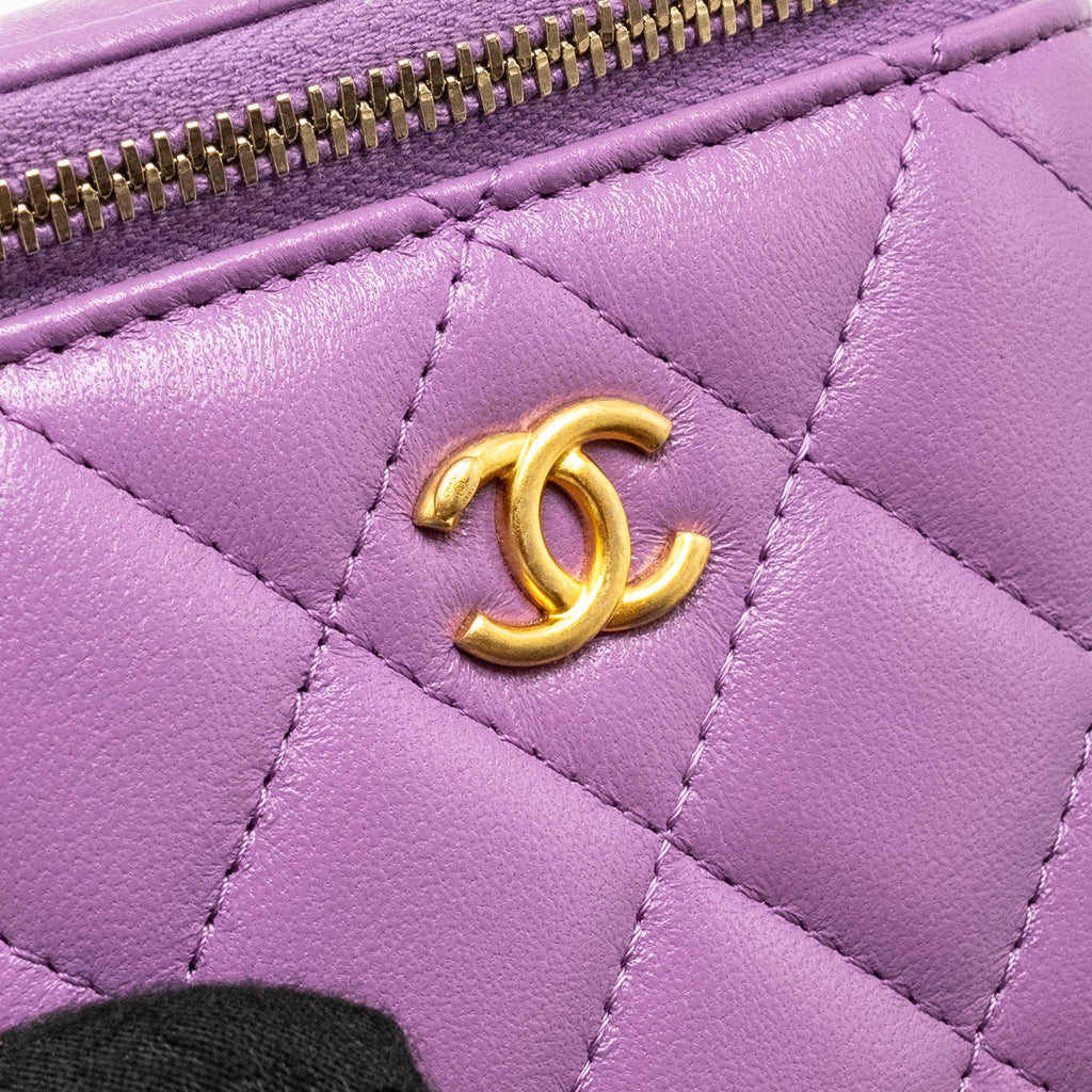 CHANEL PEARL CRUSH MINI VANITY WITH CHAIN LAMBSKIN PURPLE GHW