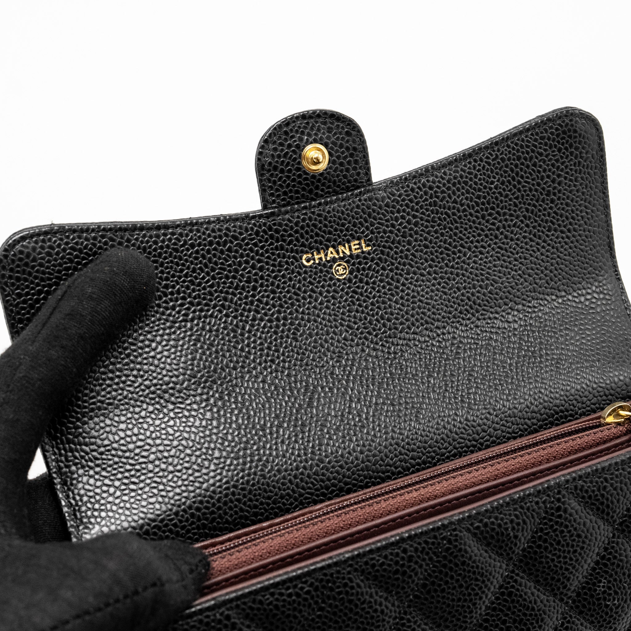 CHANEL CLASSIC FLAP LONG WALLET CAVIAR BLACK GHW
