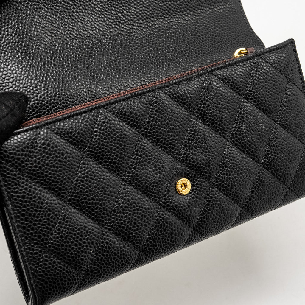 CHANEL CLASSIC FLAP LONG WALLET CAVIAR BLACK GHW