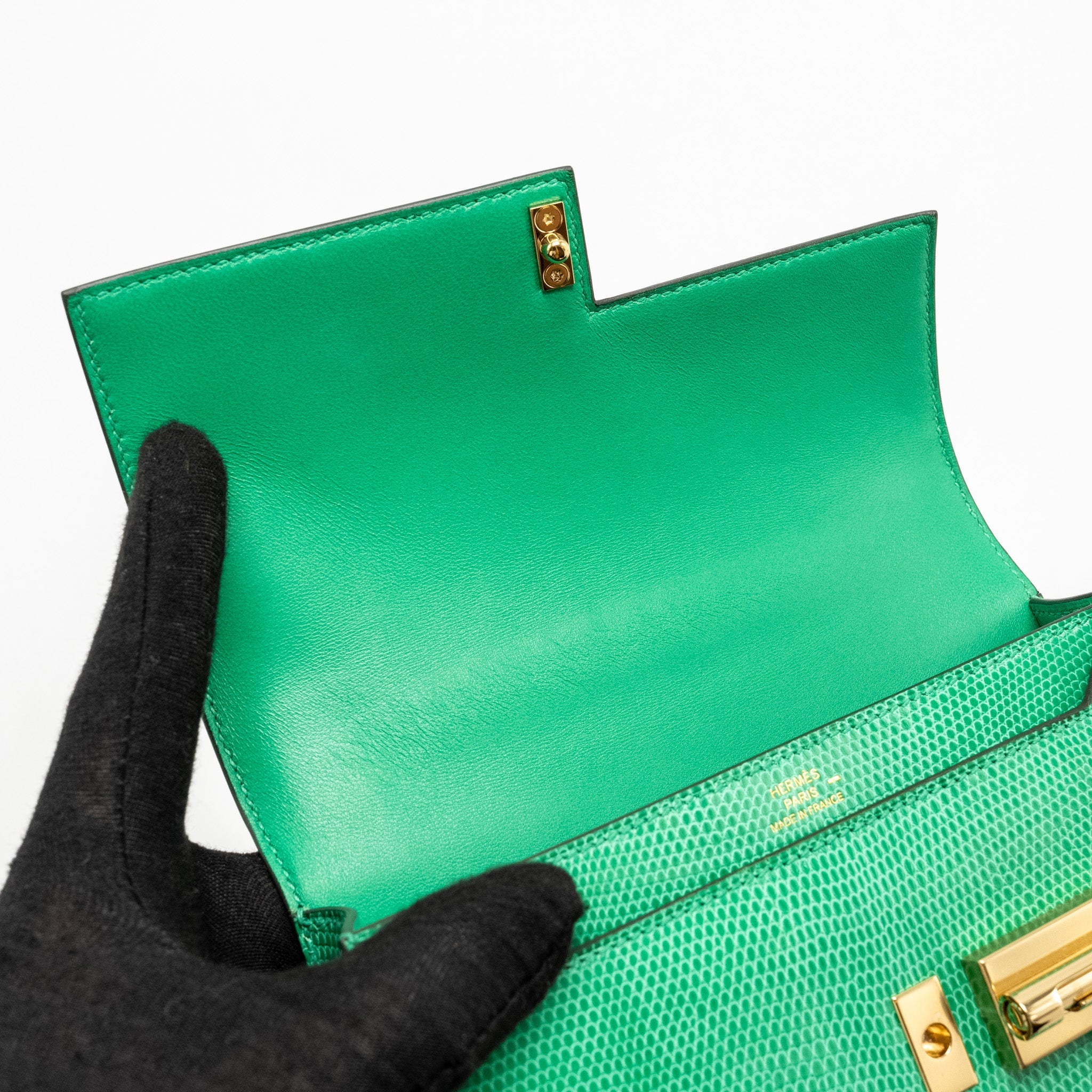 HERMES MINI VERROU LIZARD NILOTICUS LISSE 6W MENTHI GHW