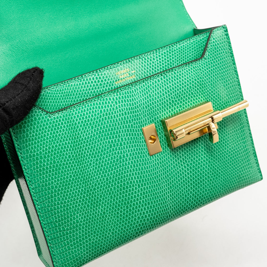 HERMES MINI VERROU LIZARD NILOTICUS LISSE 6W MENTHI GHW