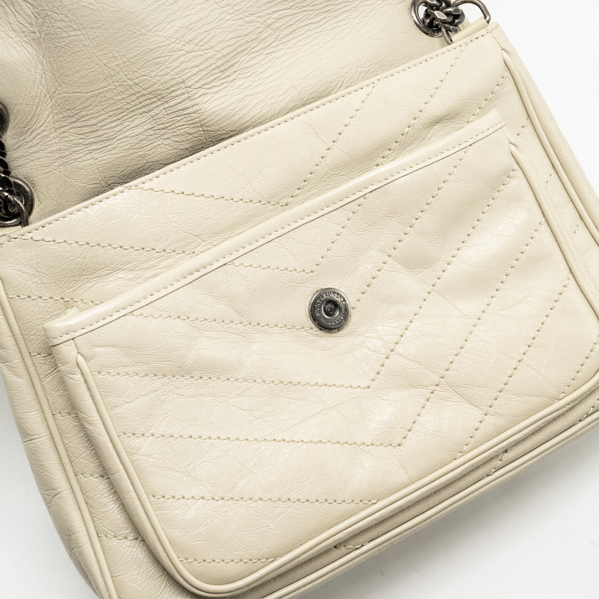 SAINT LAURENT/ YSL MEDIUM NIKI CALFSKIN WHITE SHW