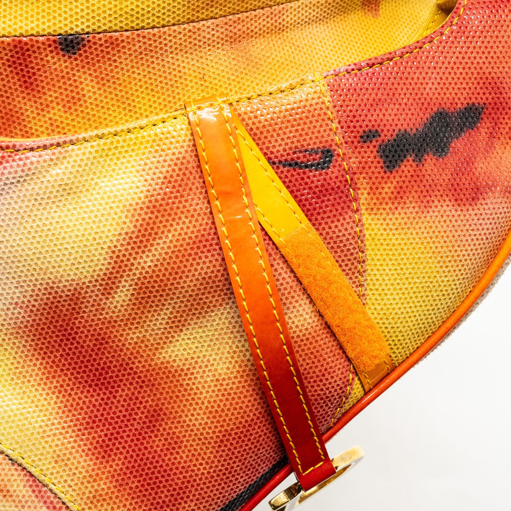 DIOR VINTAGE MINI SADDLE BAG FABRIC/LEATHER MULTICOLOUR GHW