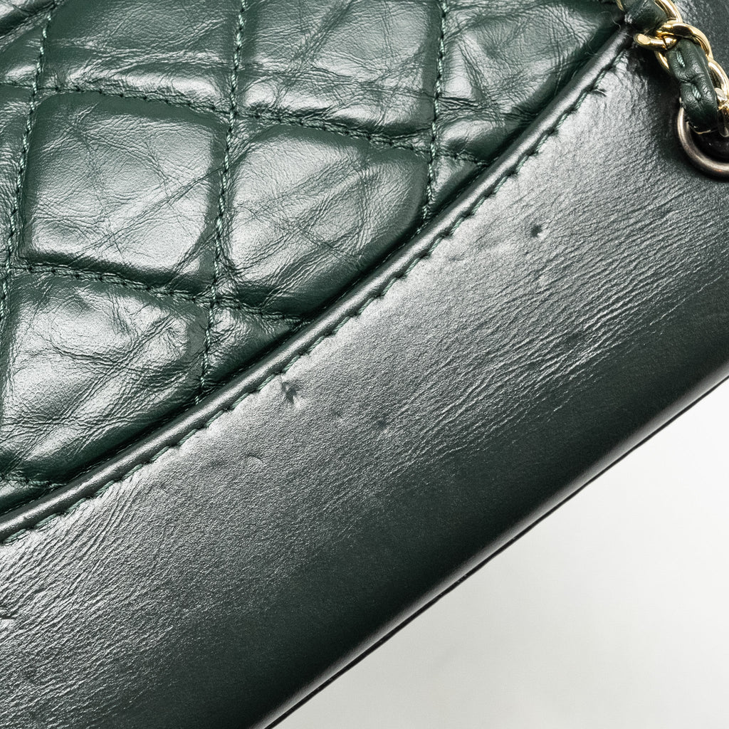 CHANEL SMALL GABRIELLE BACKPACK AGED CALFSKIN DARK GREEN MULTICOLOR HARDWARE