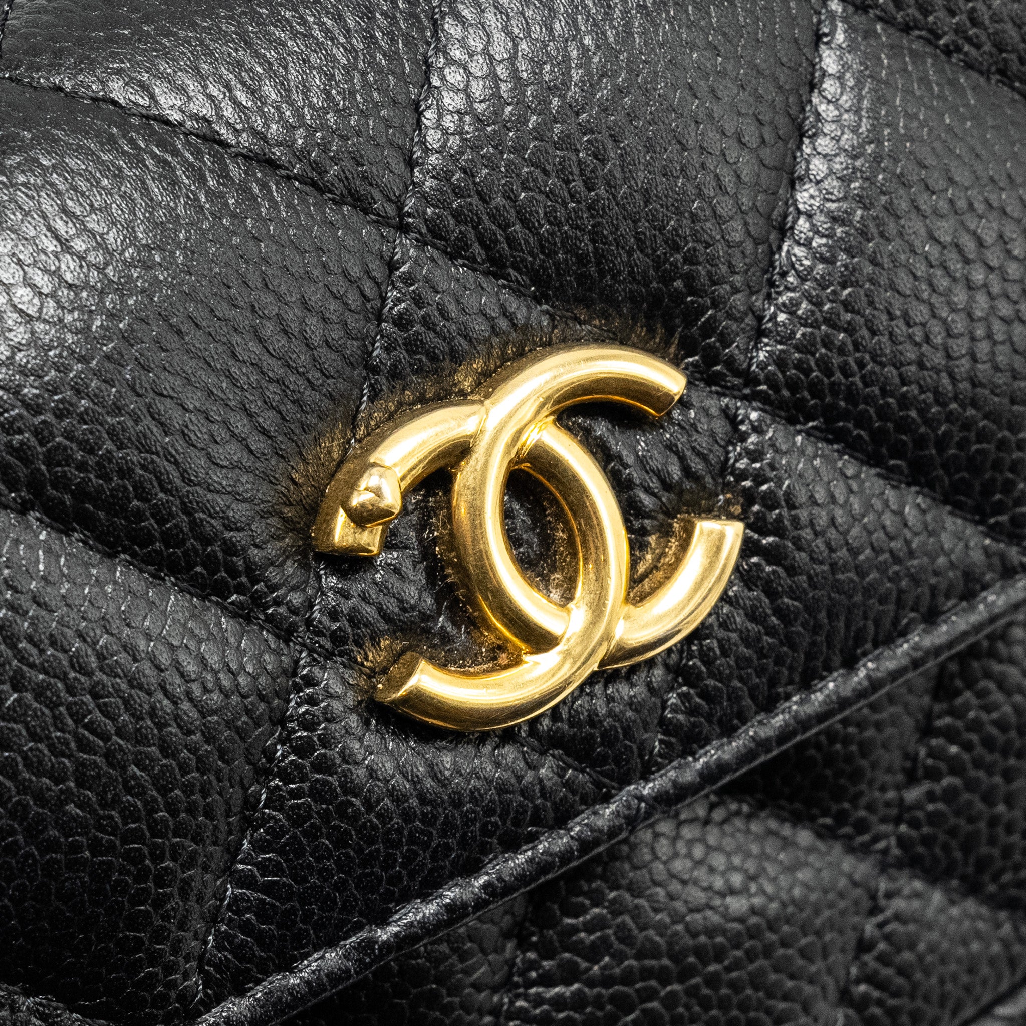 CHANEL COCO LOVE MINI FLAP WALLET WITH CHAIN CAVIAR BLACK GHW (MICROCHIP)