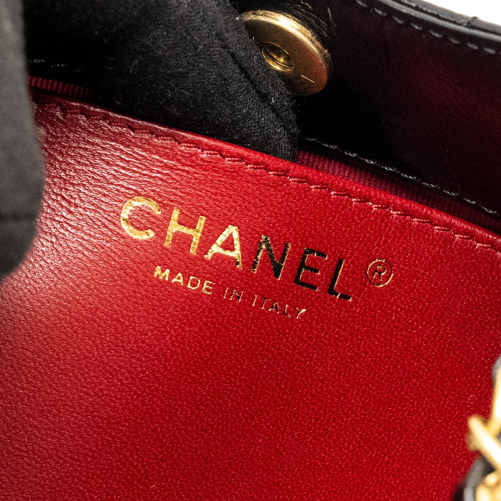 CHANEL 23C SMALL HOBO BAG SHINY CALFSKIN BLACK BRUSHED GHW(MICROCHIP)