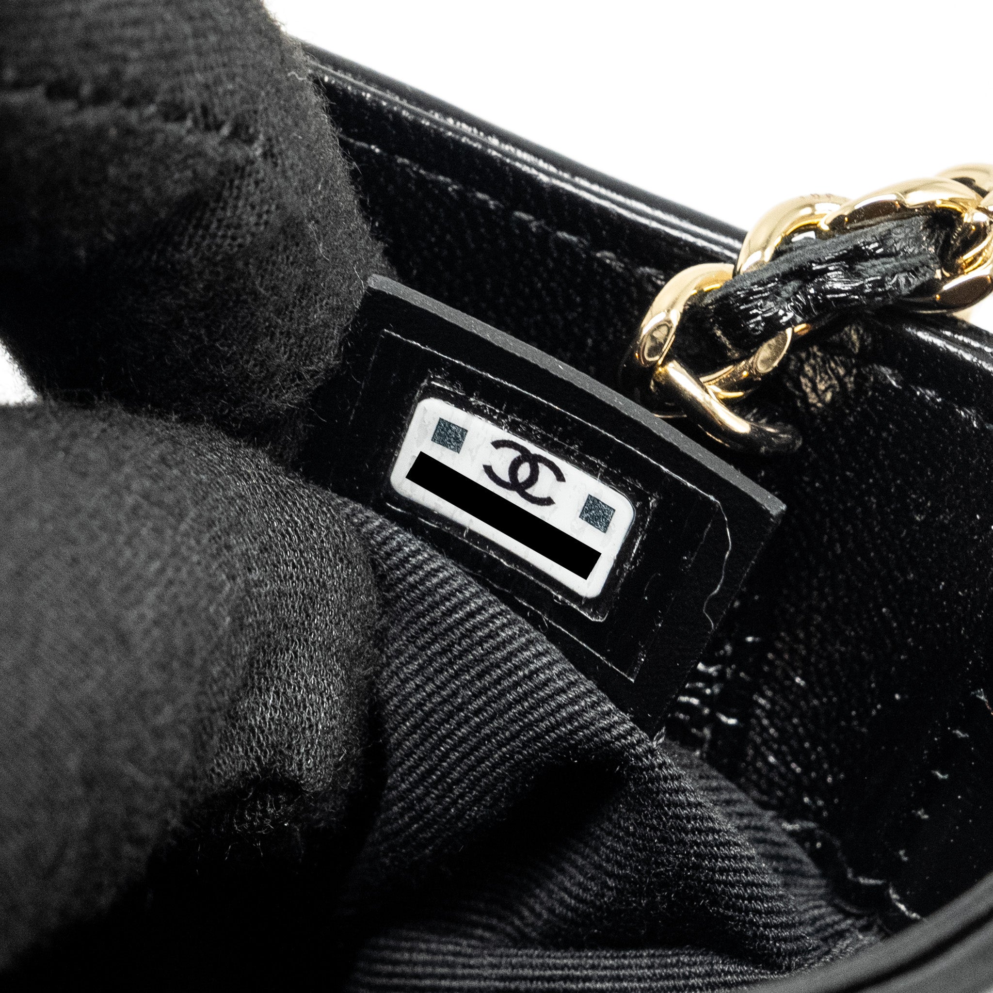 CHANEL MINI 31 CLUTCH WITH CHAIN SHINY LAMBSKIN BLACK LGHW (MICROCHIP)