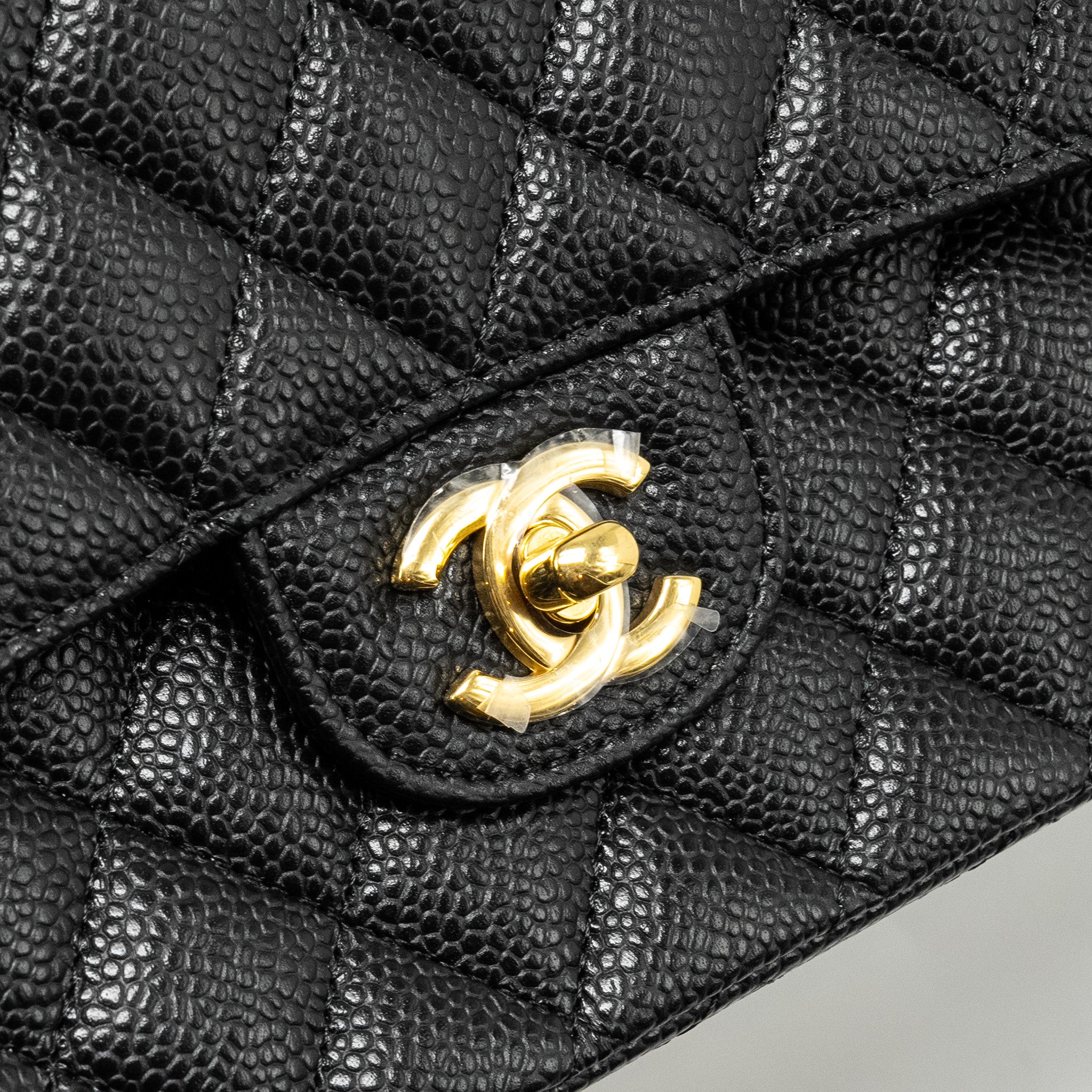 CHANEL MEDIUM CLASSIC DOUBLE FLAP BAG CAVIAR BLACK GHW (MICROCHIP)