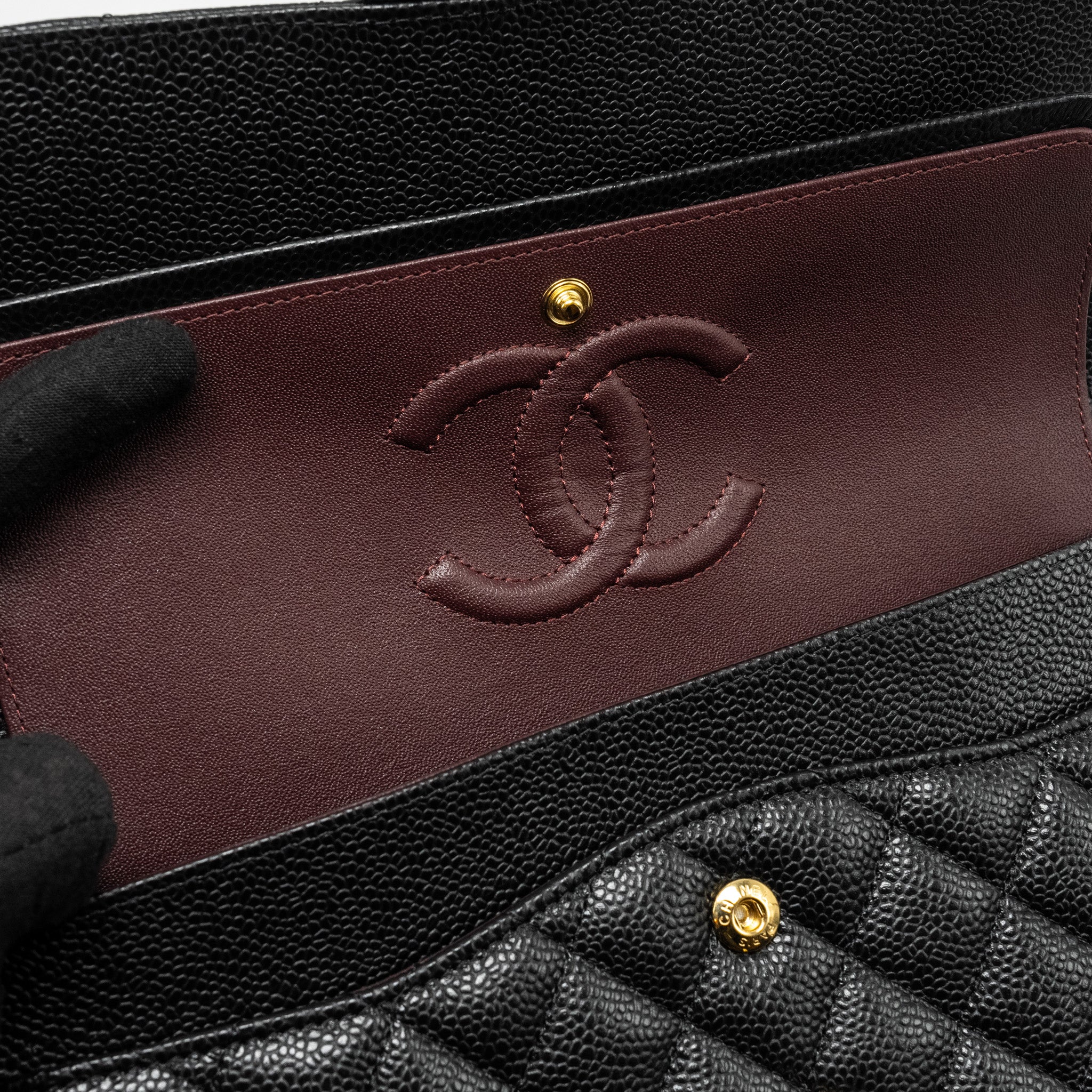 CHANEL MEDIUM CLASSIC DOUBLE FLAP BAG CAVIAR BLACK GHW (MICROCHIP)