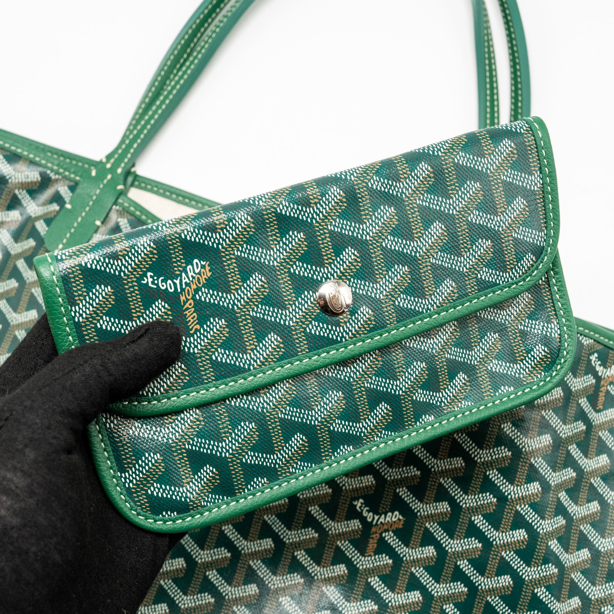 GOYARD SAINT LOUIS GM TOTE BAG CANVAS / CALFSKIN GREEN SHW