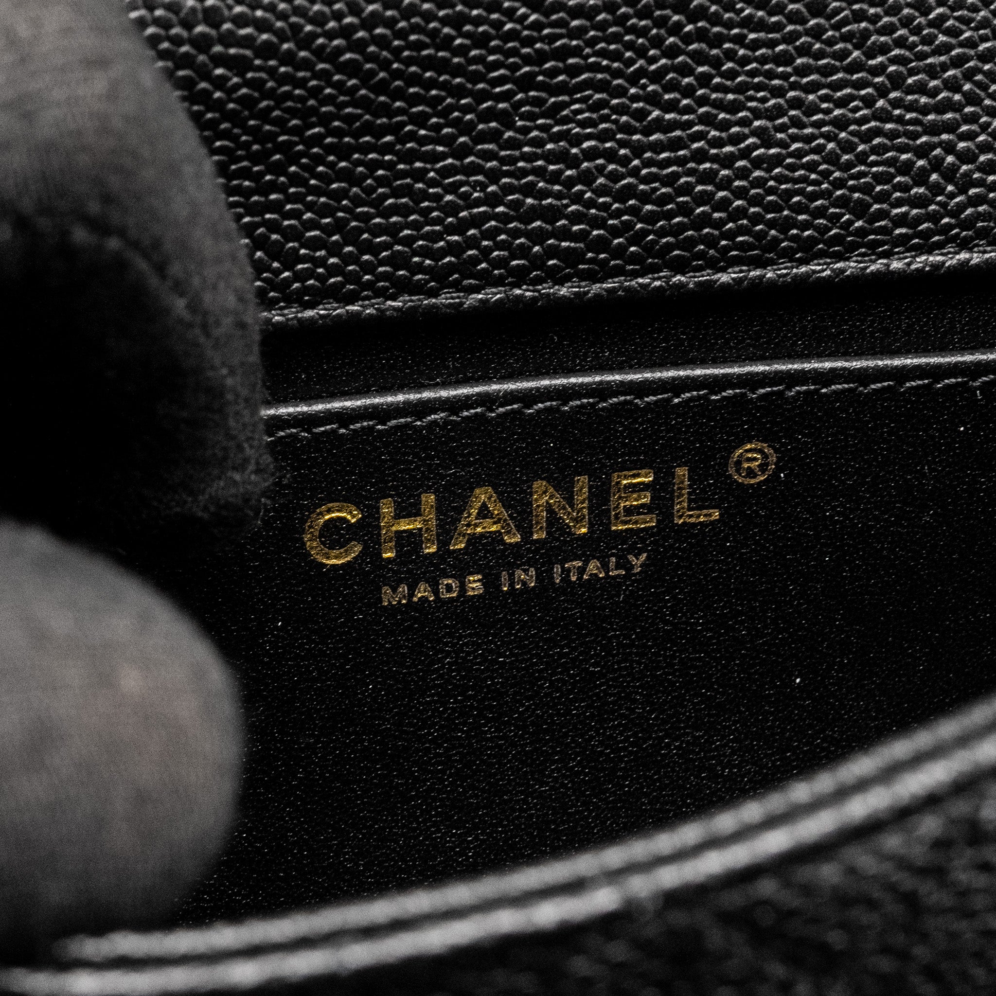 CHANEL COCO LOVE MINI FLAP BAG WITH ADJUSTABLE CHAIN CAVIAR BLACK GHW (MICROCHIP)