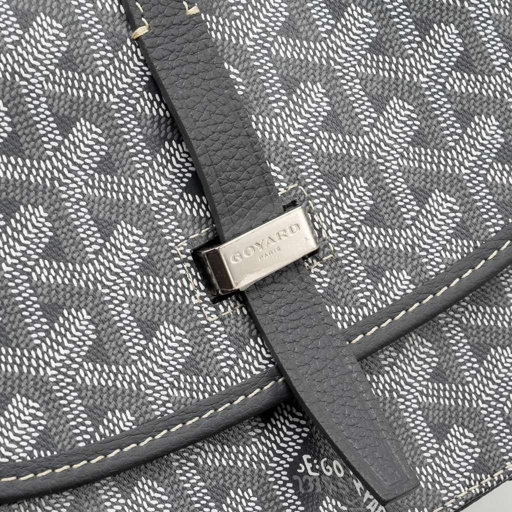 GOYARD BELVEDERE PM MESSENGER BAG GOYARDINE CANVAS CALFSKIN GREY SHW