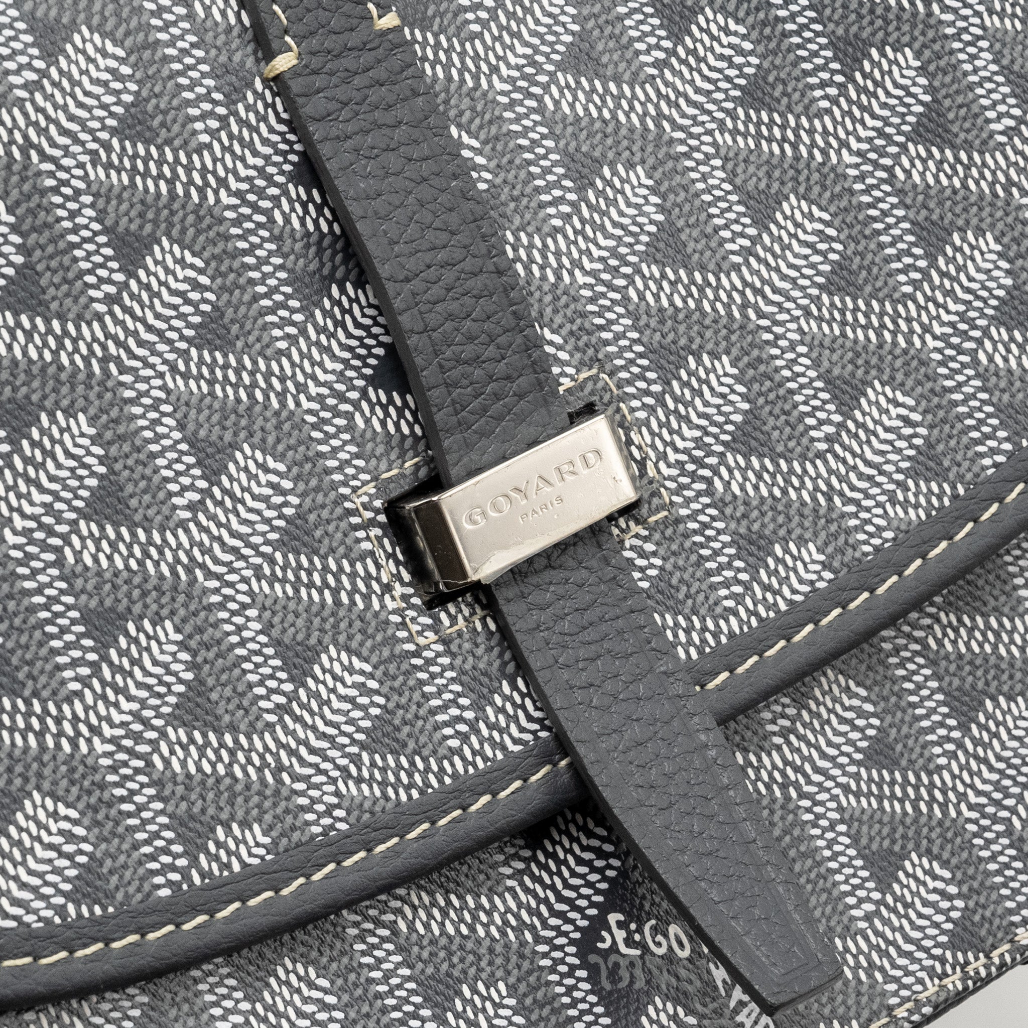 GOYARD BELVEDERE PM MESSENGER BAG GOYARDINE CANVAS CALFSKIN GREY SHW
