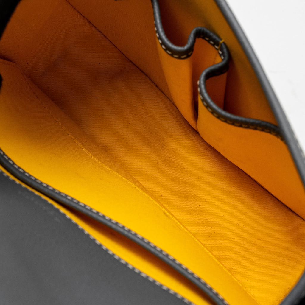 GOYARD BELVEDERE PM MESSENGER BAG GOYARDINE CANVAS CALFSKIN GREY SHW