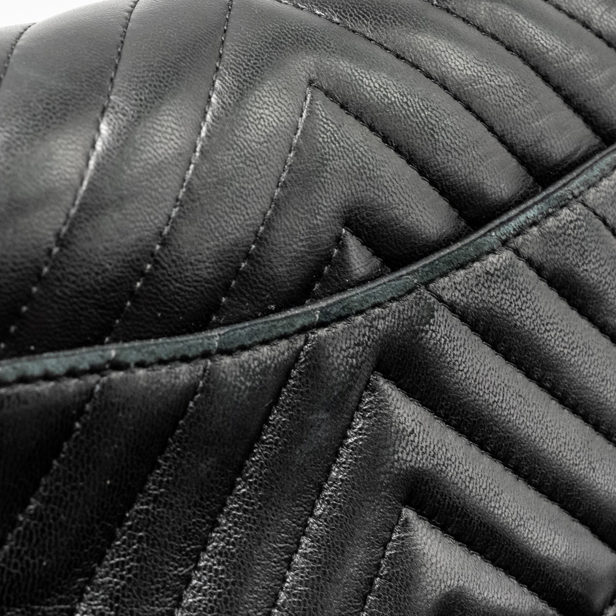 CHANEL MINI SQUARE CHEVRON FLAP BAG LAMBSKIN BLACK GHW