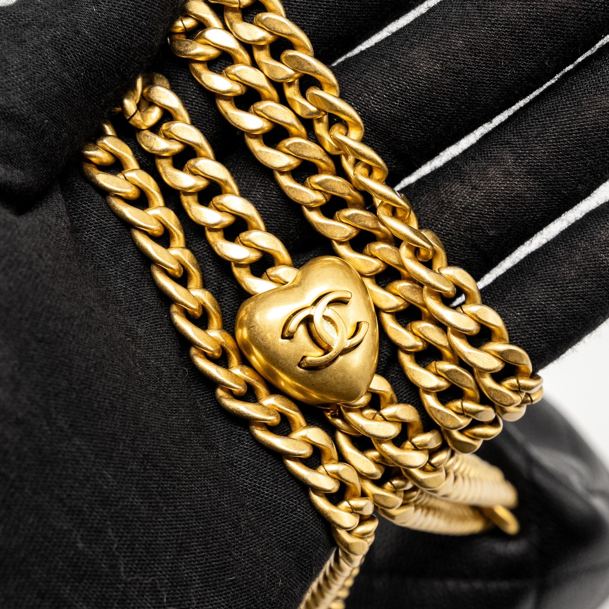 CHANEL COCO LOVE FLAP BAG WITH ADJUSTABLE CHAIN CAVIAR BLACK GHW (MICROCHIP)