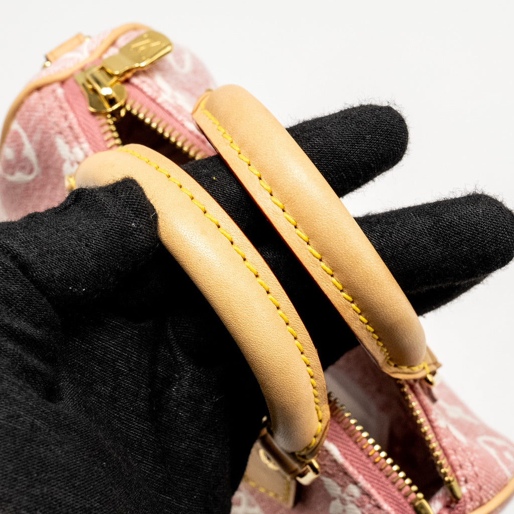 LOUIS VUITTON NANO SPEEDY MONOGRAM JACQUARD DENIM ROSE GHW