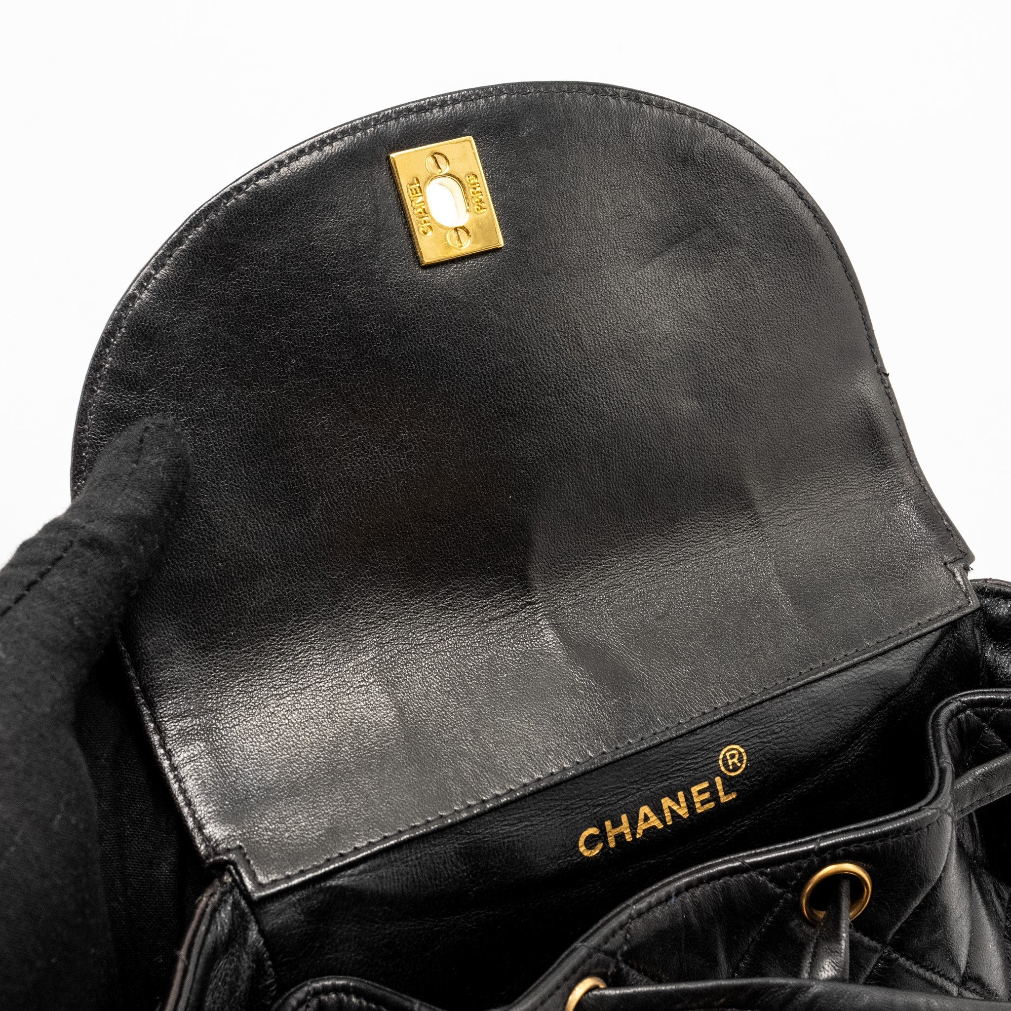 CHANEL VINTAGE DUMA BACKPACK LAMBSKIN BLACK GHW