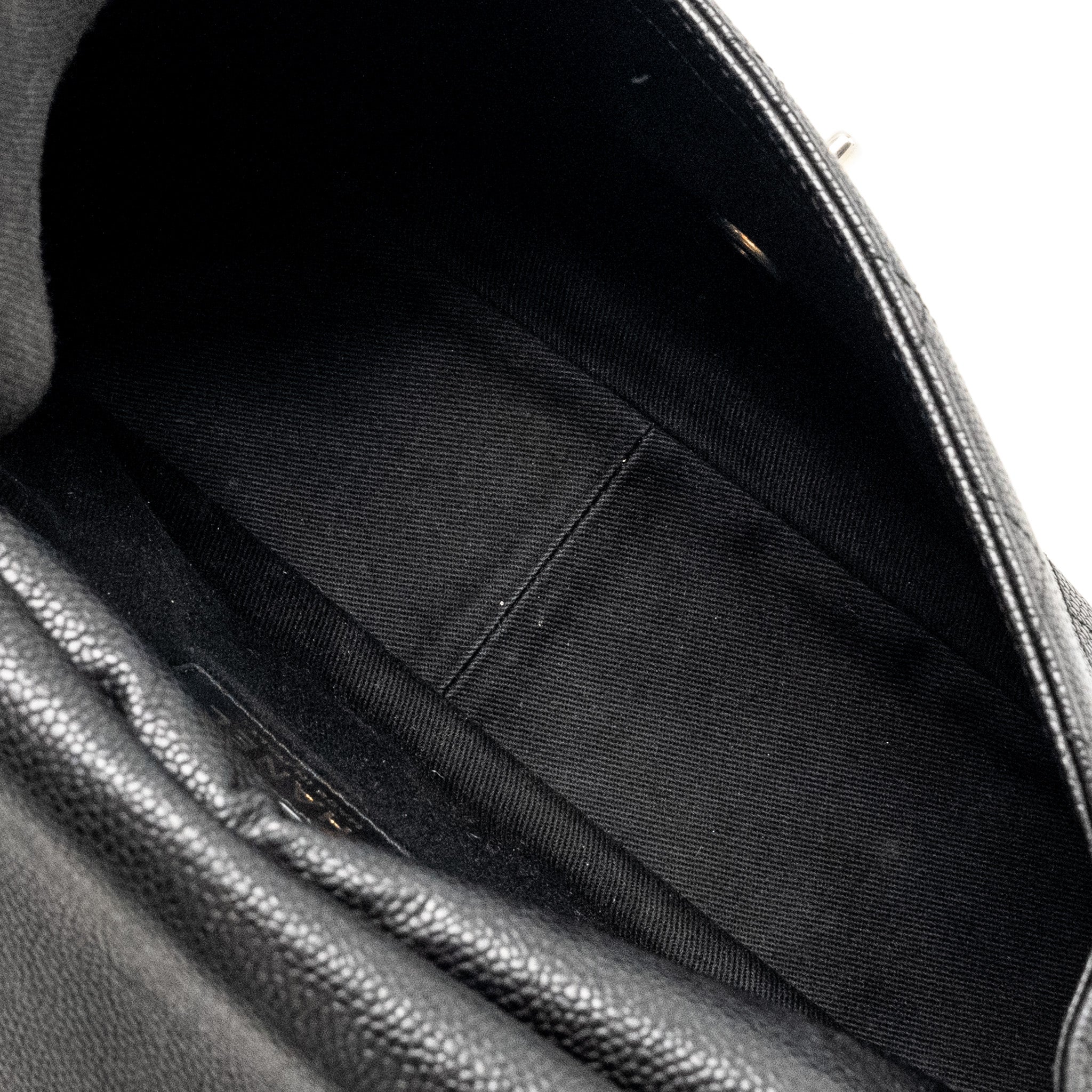 CHANEL LARGE TOP HANDLE FLAP BAG GRAINED CALFSKIN BLACK GHW