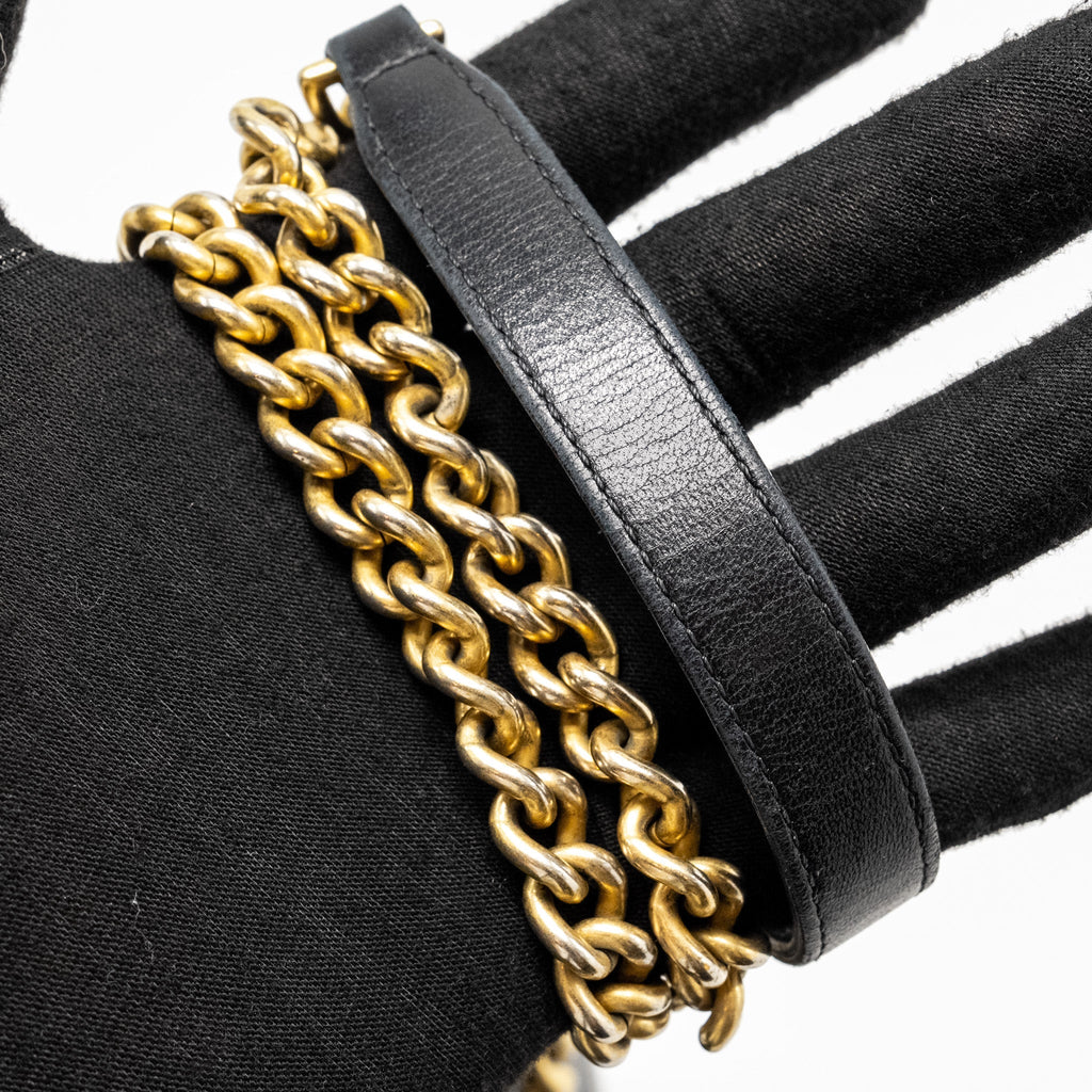 CHANEL LARGE TOP HANDLE FLAP BAG GRAINED CALFSKIN BLACK GHW