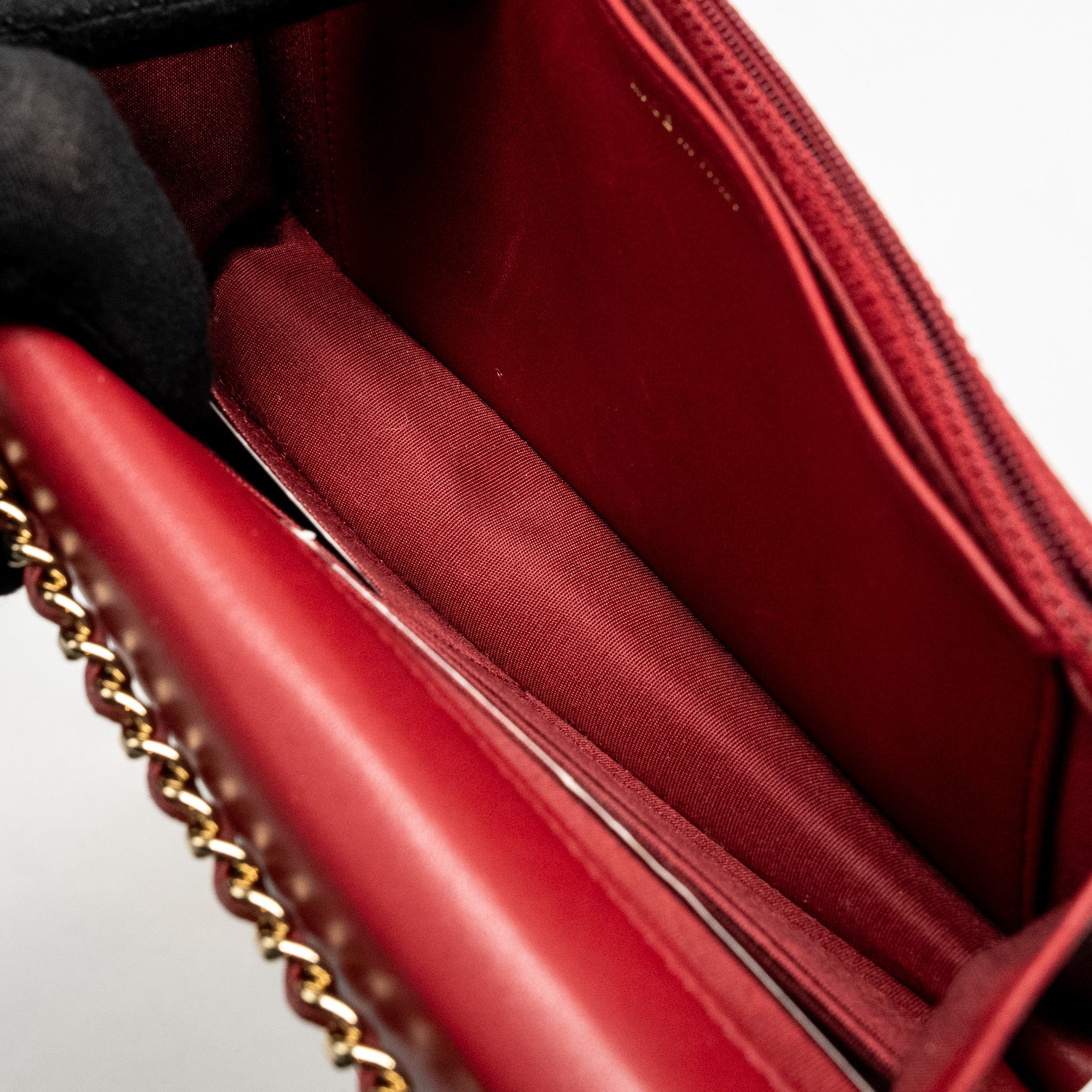 CHANEL TRENDY CC WALLET ON CHAIN LAMBSKIN RED LGHW