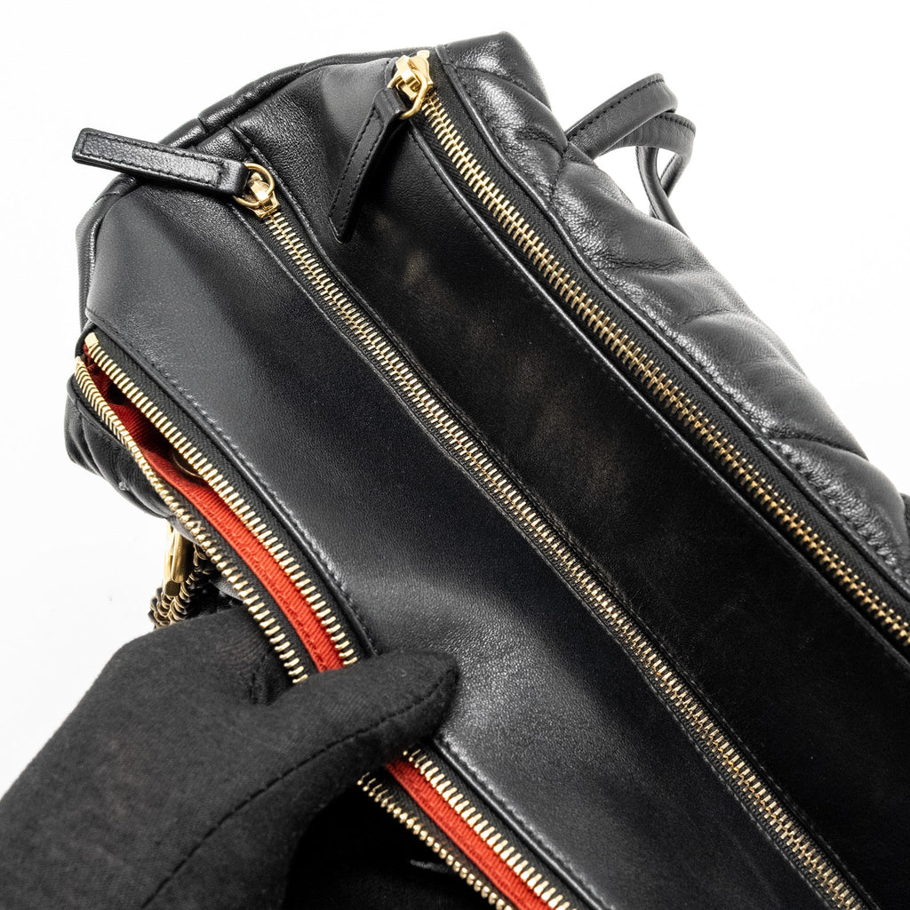 CHANEL NEW YORK BOWLING BAG QUILTED LAMBSKIN BLACK GHW