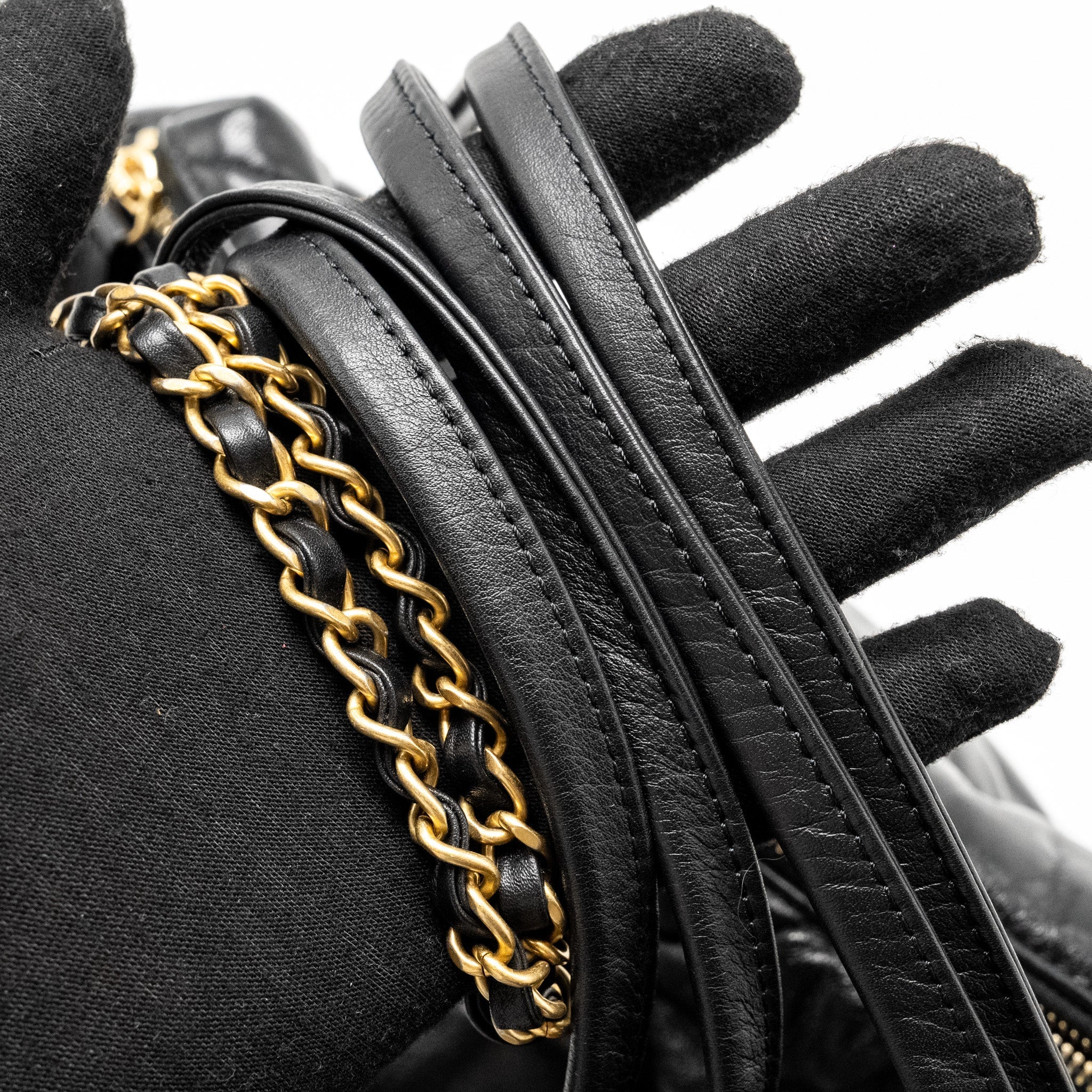CHANEL NEW YORK BOWLING BAG QUILTED LAMBSKIN BLACK GHW