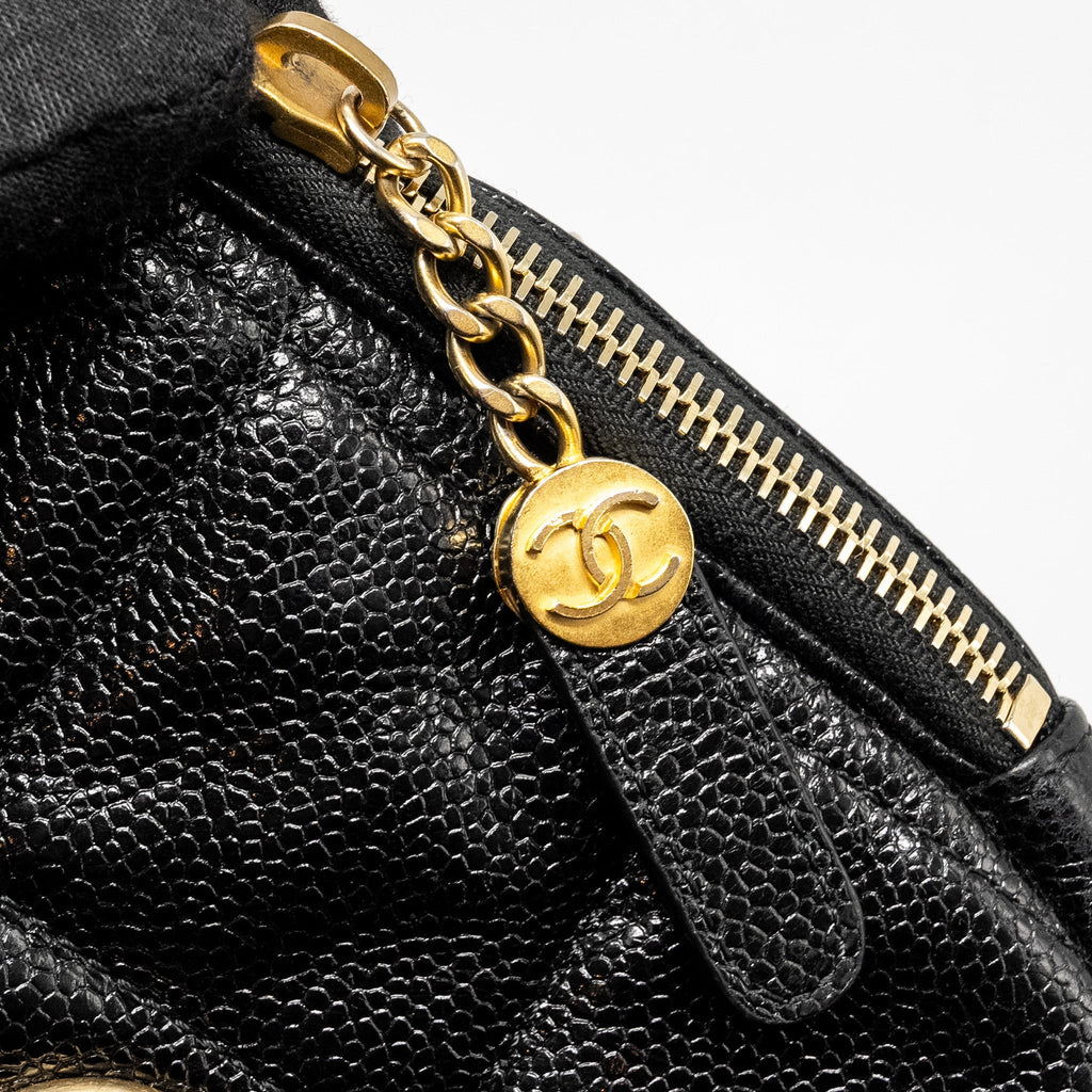 CHANEL QUILTED SHAPE CHAIN BAG CAVIAR BLACK GHW