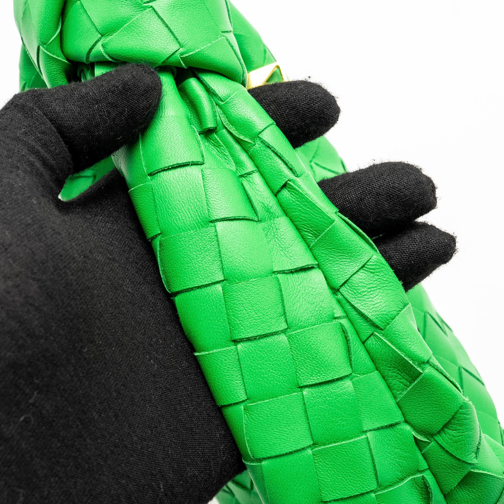 BOTTEGA VENETA MINI JODIE LAMBSKIN GREEN GHW