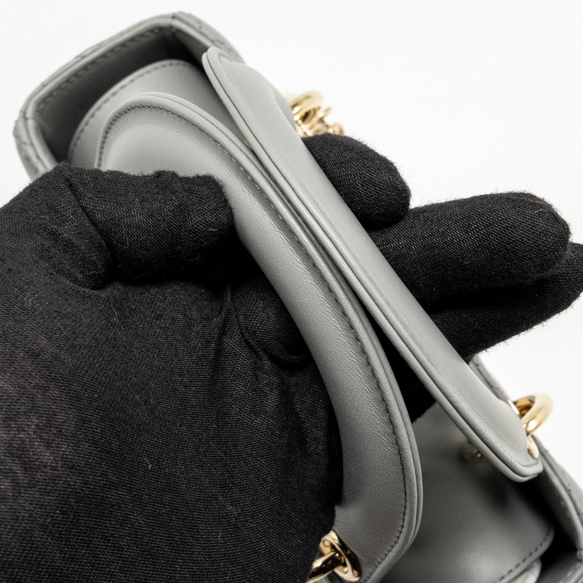 DIOR MY ABC DIOR SMALL LADY DIOR LAMBSKIN STONE GREY LGHW