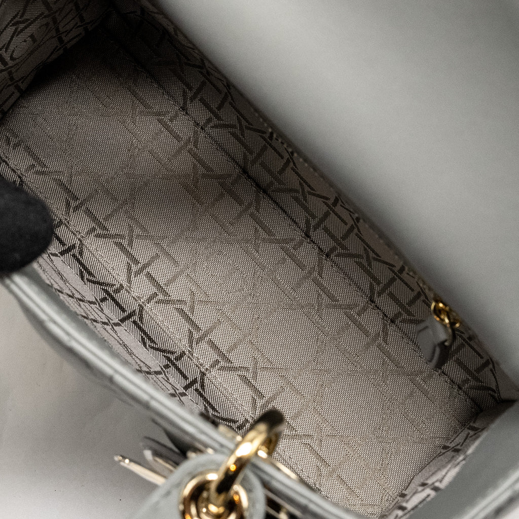 DIOR MY ABC DIOR SMALL LADY DIOR LAMBSKIN STONE GREY LGHW