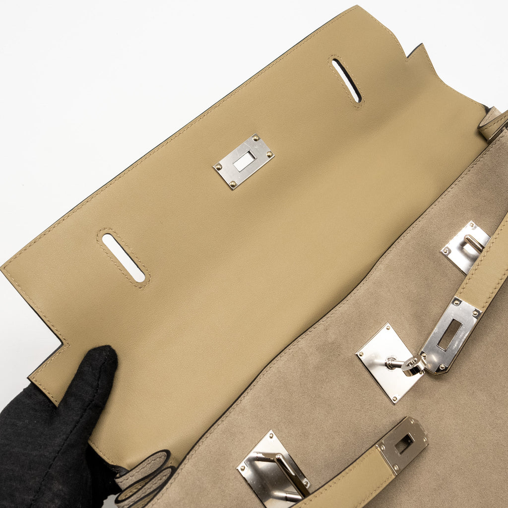 HERMES MAXI KELLY 42 GRIZZLY/SWIFT GRIS CAILLOU / BEIGE MARFA SHW