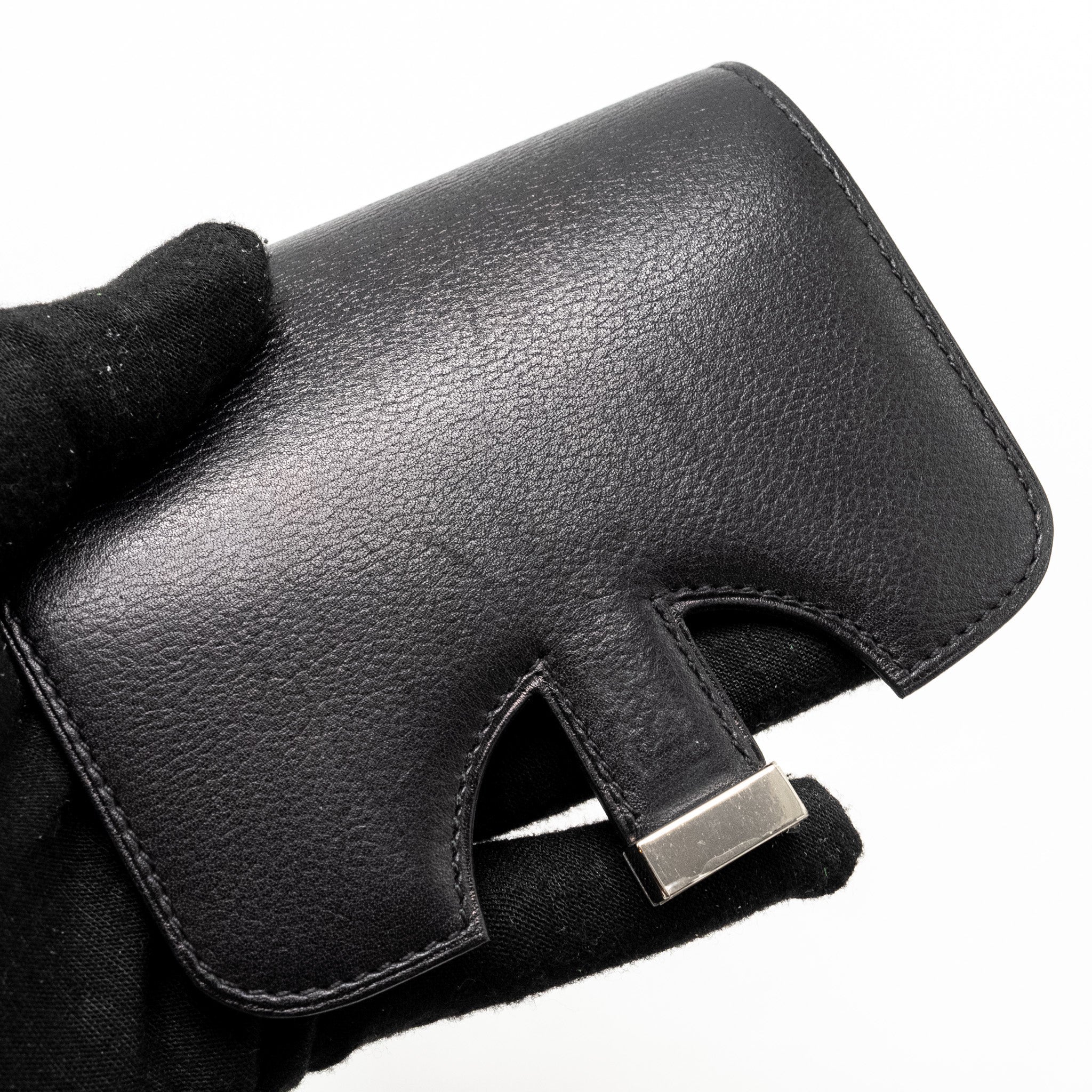 HERMES 2002 WALLET EVERCOLOR BLACK SHW