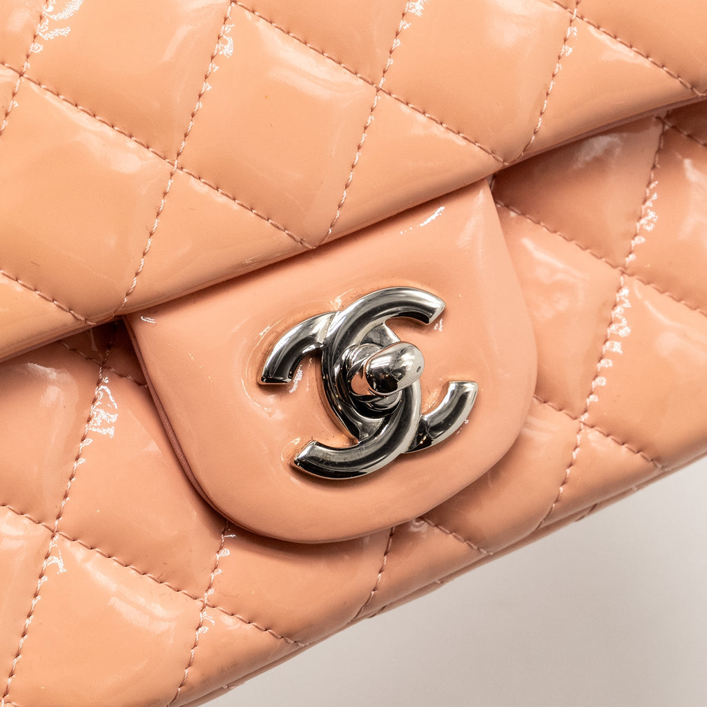 CHANEL MINI RECTANGULAR FLAP BAG PATENT PINK SHW