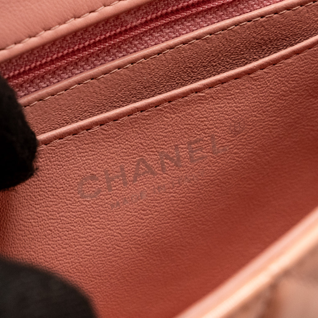 CHANEL MINI RECTANGULAR FLAP BAG PATENT PINK SHW