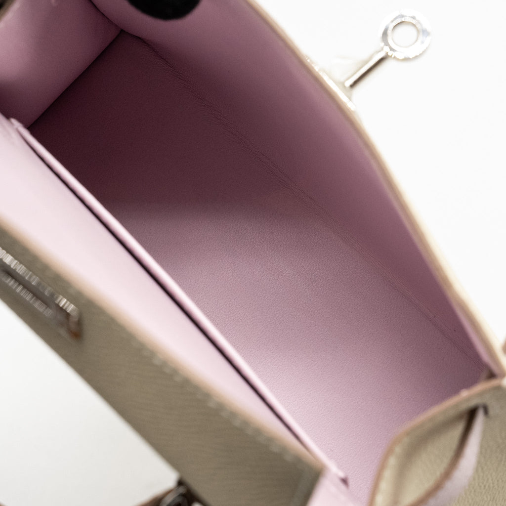 HERMES MINI KELLY II EPSOM CRAIE/MAUVE PALE/GOLD SHW