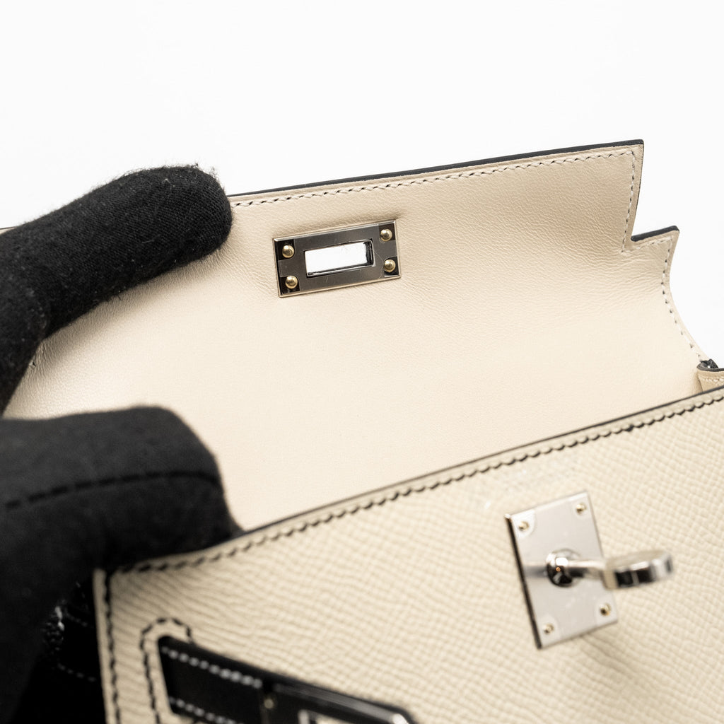 HERMES MINI KELLY II SPECIAL ORDER EPSOM NATA/BLACK SHW