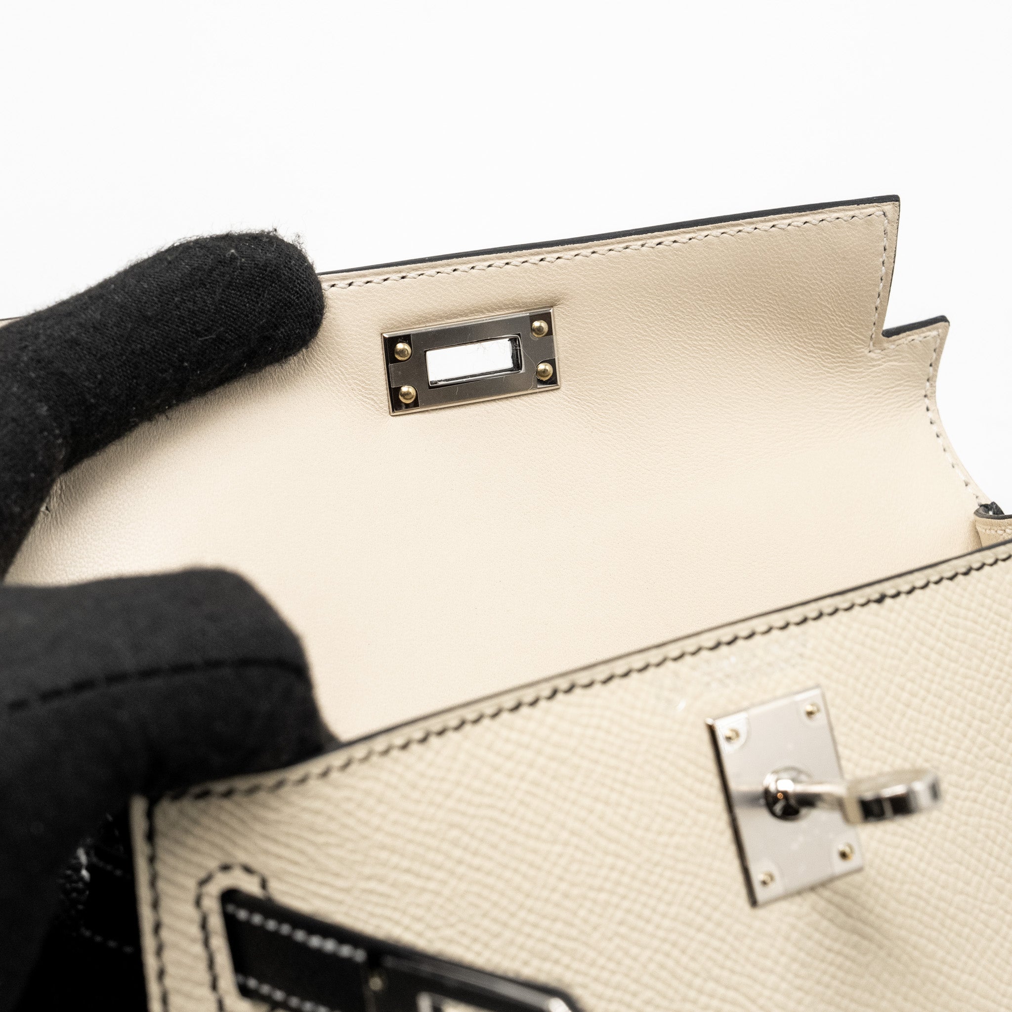 HERMES MINI KELLY II SPECIAL ORDER EPSOM NATA/BLACK SHW