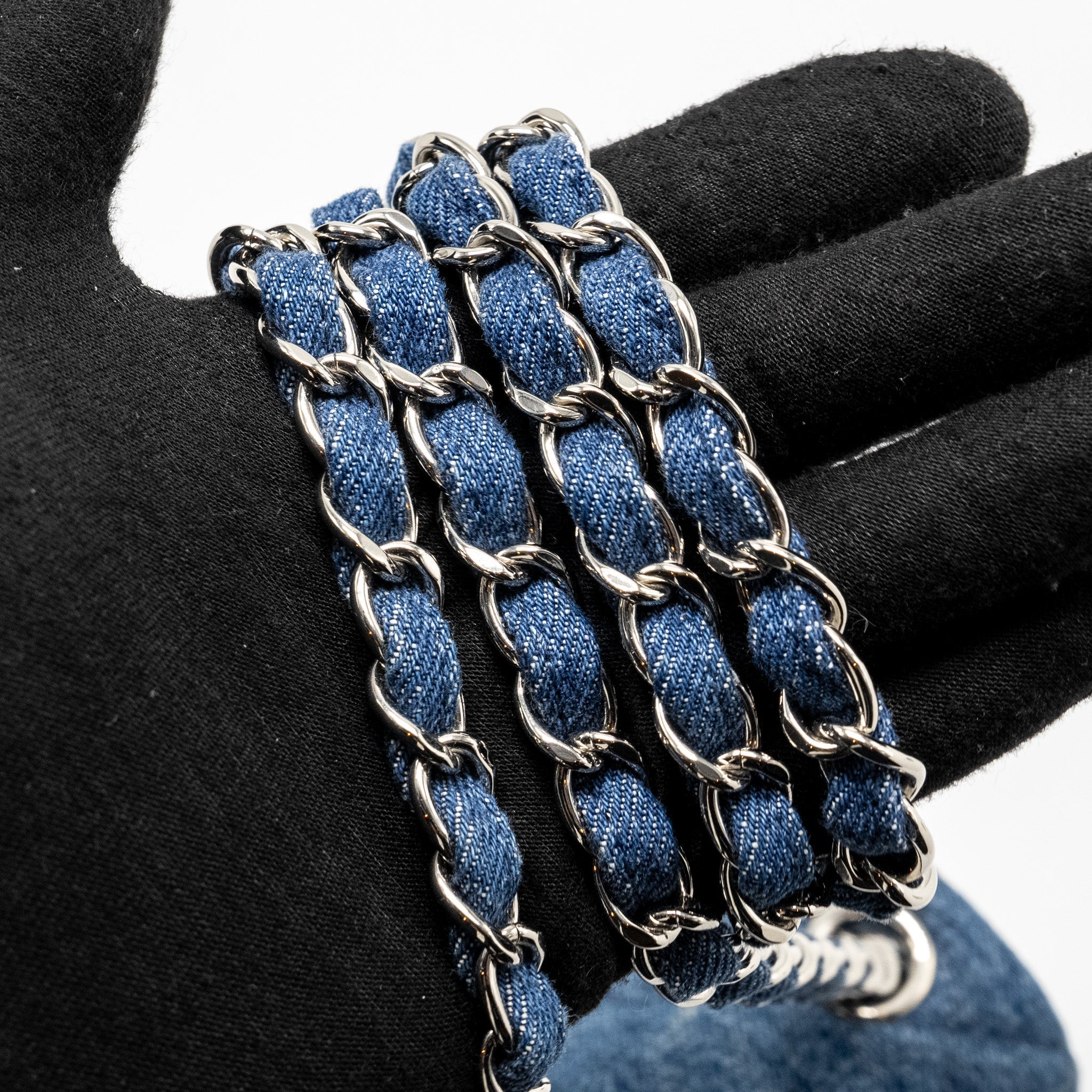 CHANEL MINI SQUARE FLAP BAG DENIM BLUE SHW