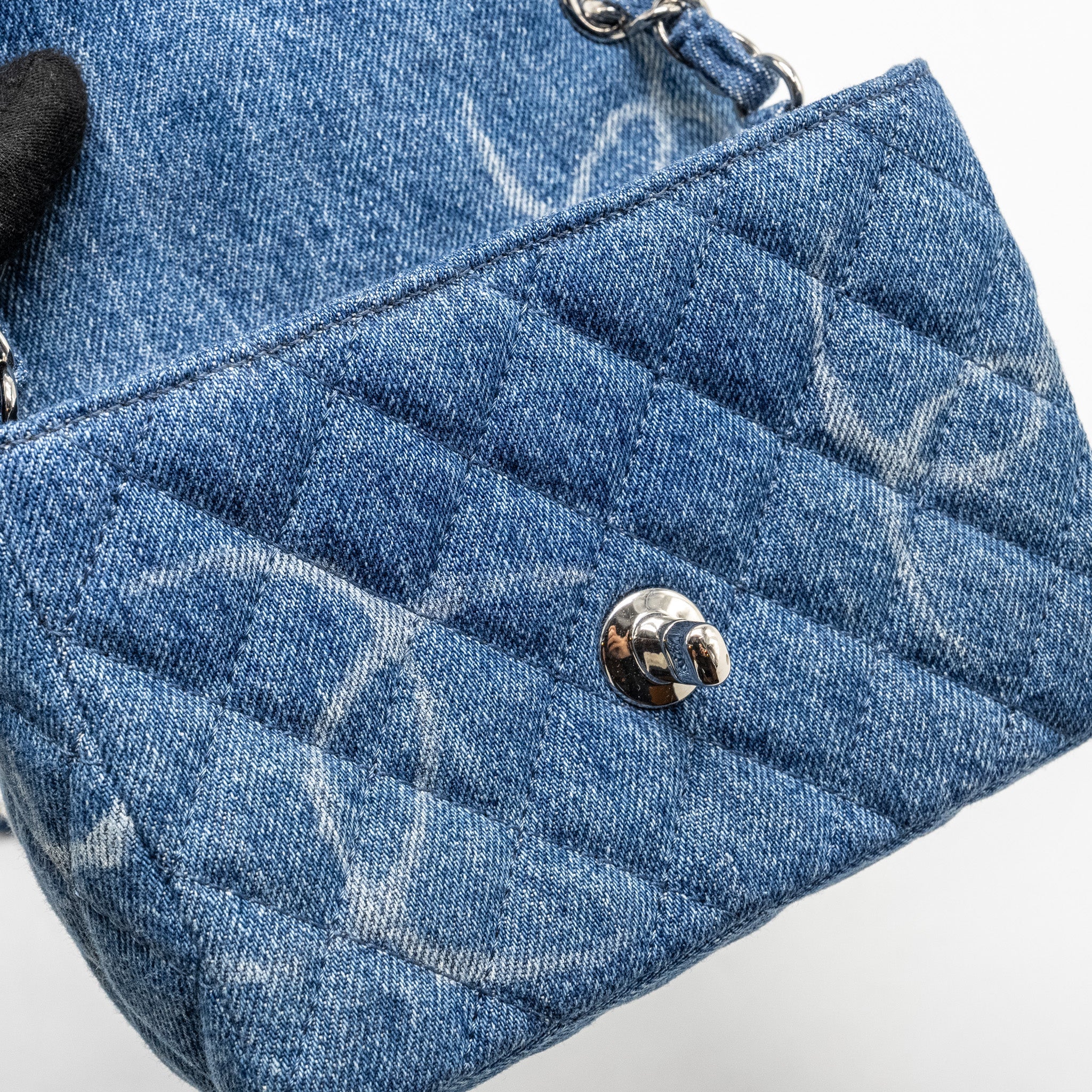 CHANEL MINI SQUARE FLAP BAG DENIM BLUE SHW
