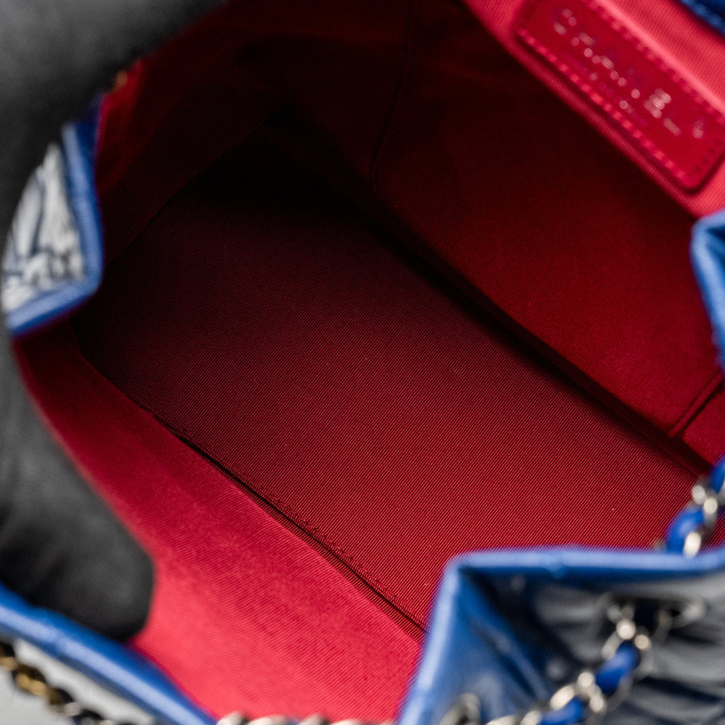 CHANEL GABRIELLE BACKPACK AGED CALFSKIN BLUE MULTICOLOUR HARDWARE