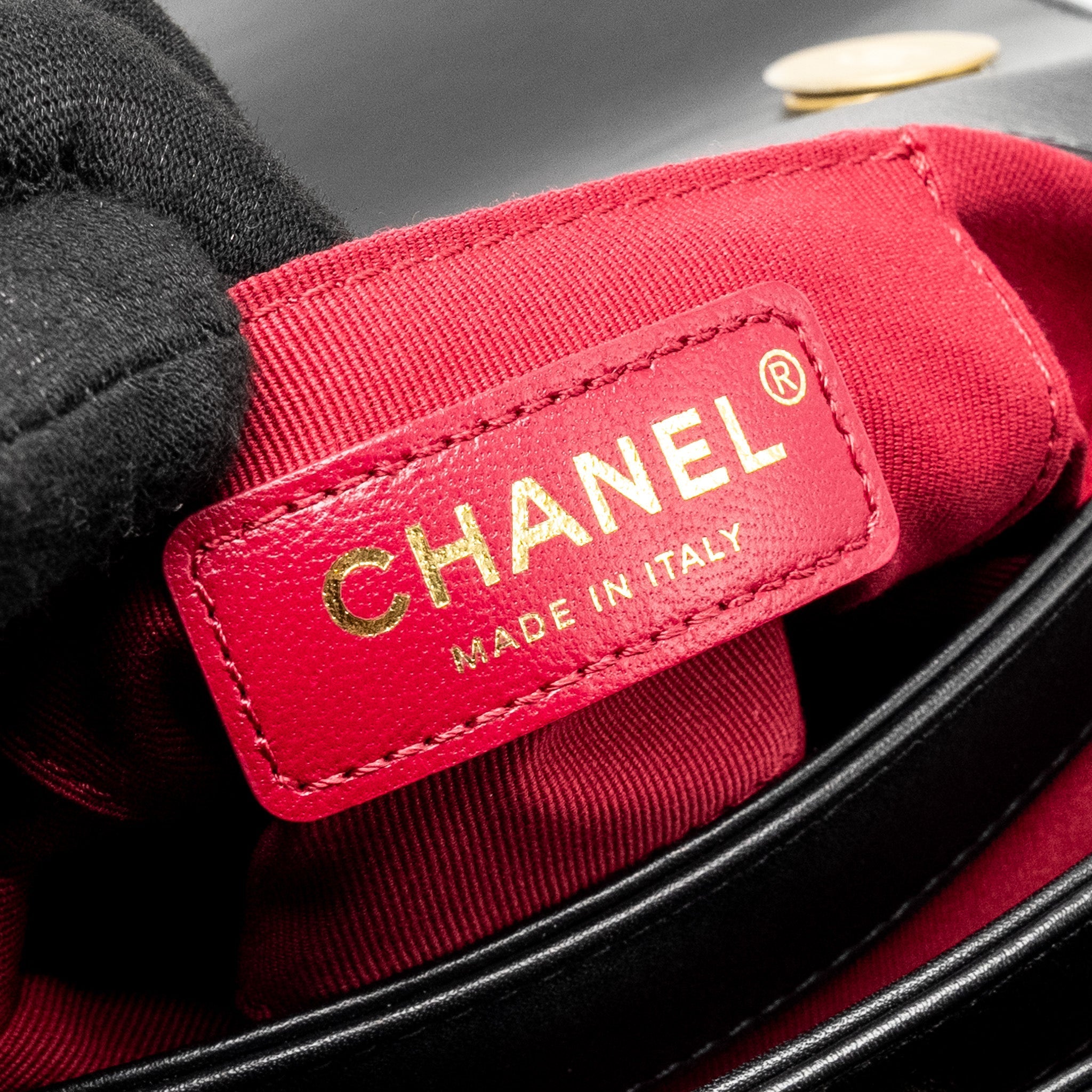 CHANEL SEASONAL FLAP BAG GIANT CHAIN HANDLE WITH PEARL CALFSKIN BLACK BRUSH GHW (MICROCHIP)