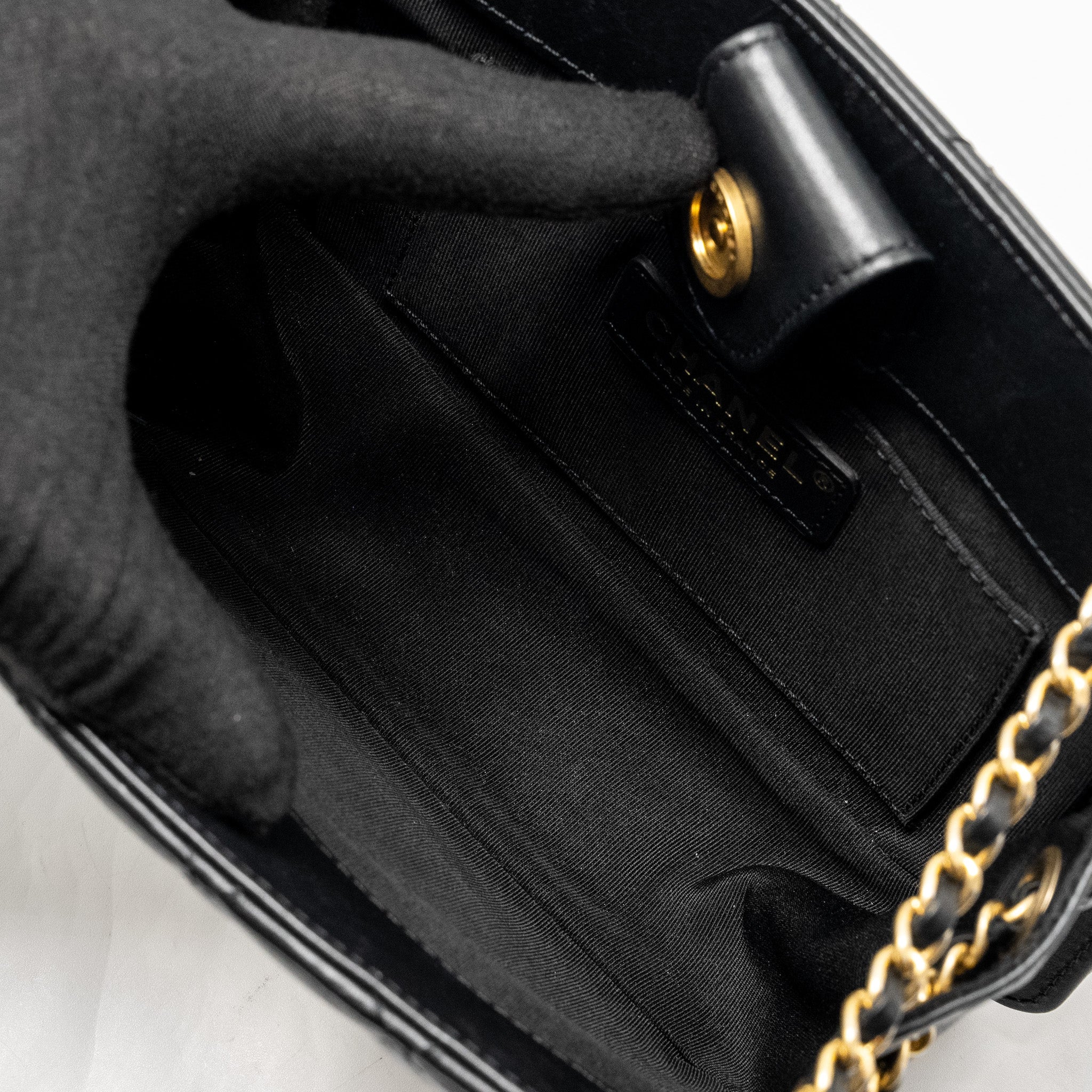 CHANEL GIANT CC LOGO MINI TOTE BAG LAMBSKIN BLACK GHW