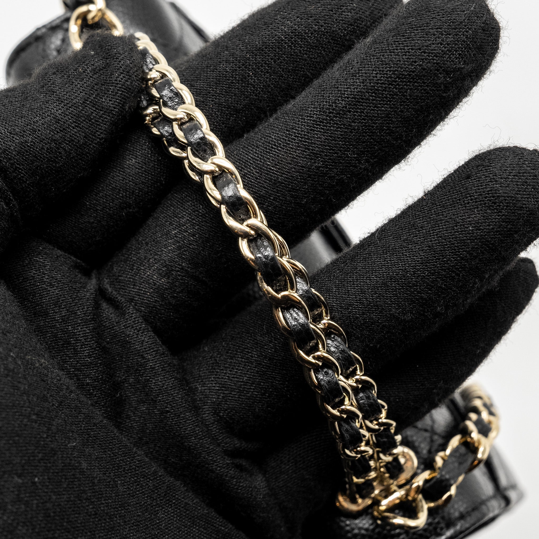 CHANEL TOP HANDLE MINI FLAP BAG WITH CHAIN CAVIAR BLACK LGHW (MICROCHIP)