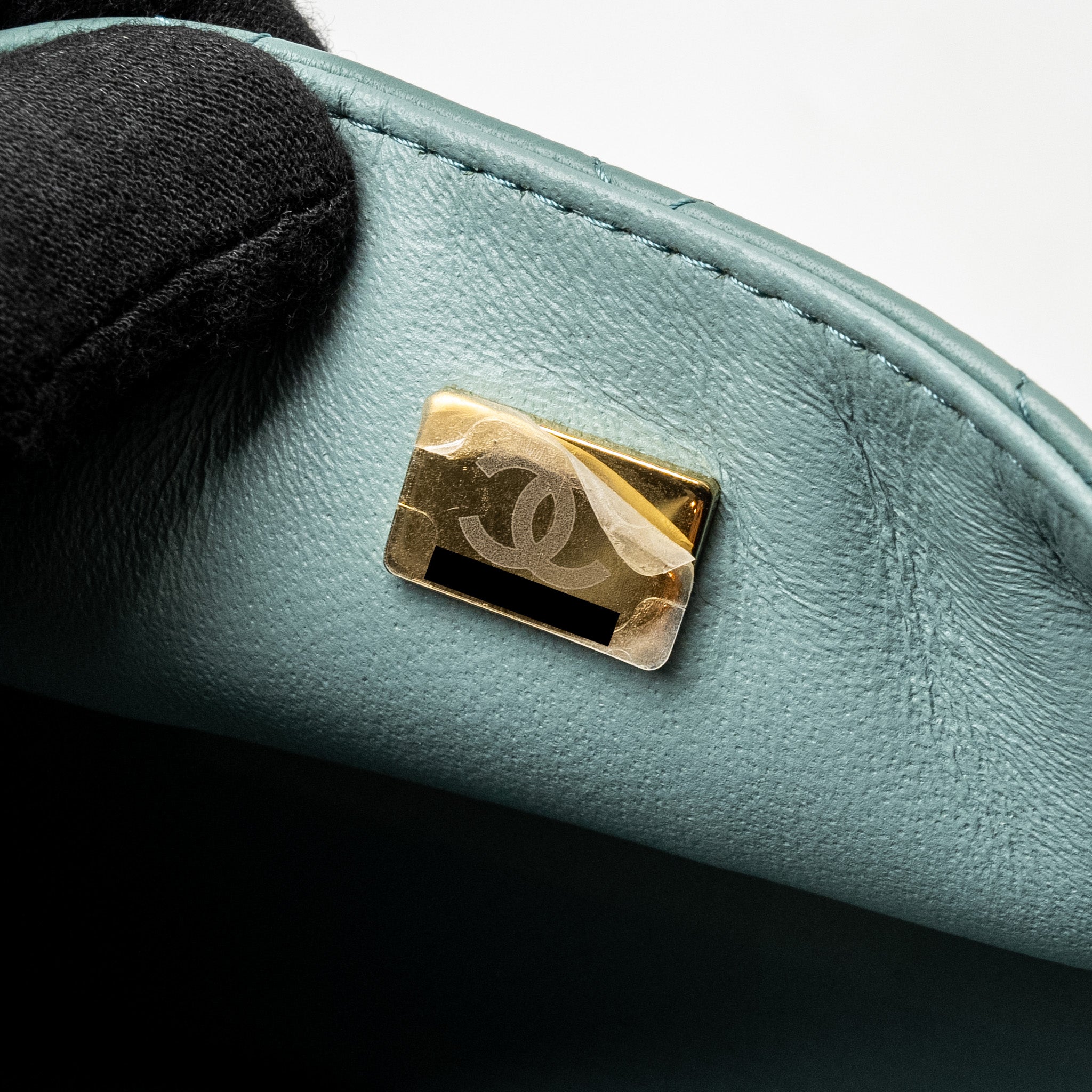 CHANEL MINI SQUARE FLAP BAG LAMBSKIN GREEN LGHW (MICROCHIP)